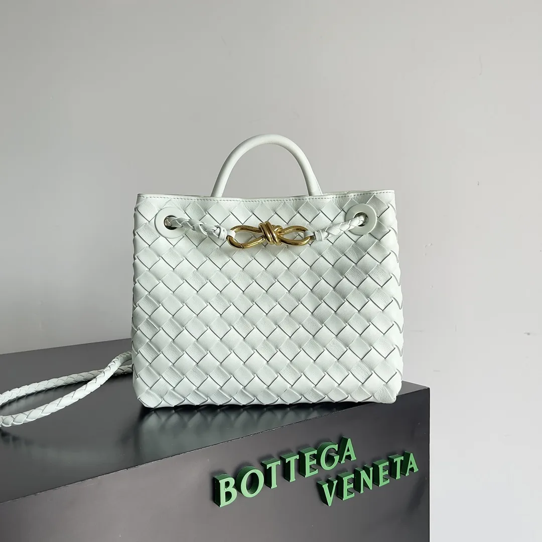 Bottega Veneta Andiamo White Intrecciato Woven Leather Top Handle Bag product photo from LabelPicks