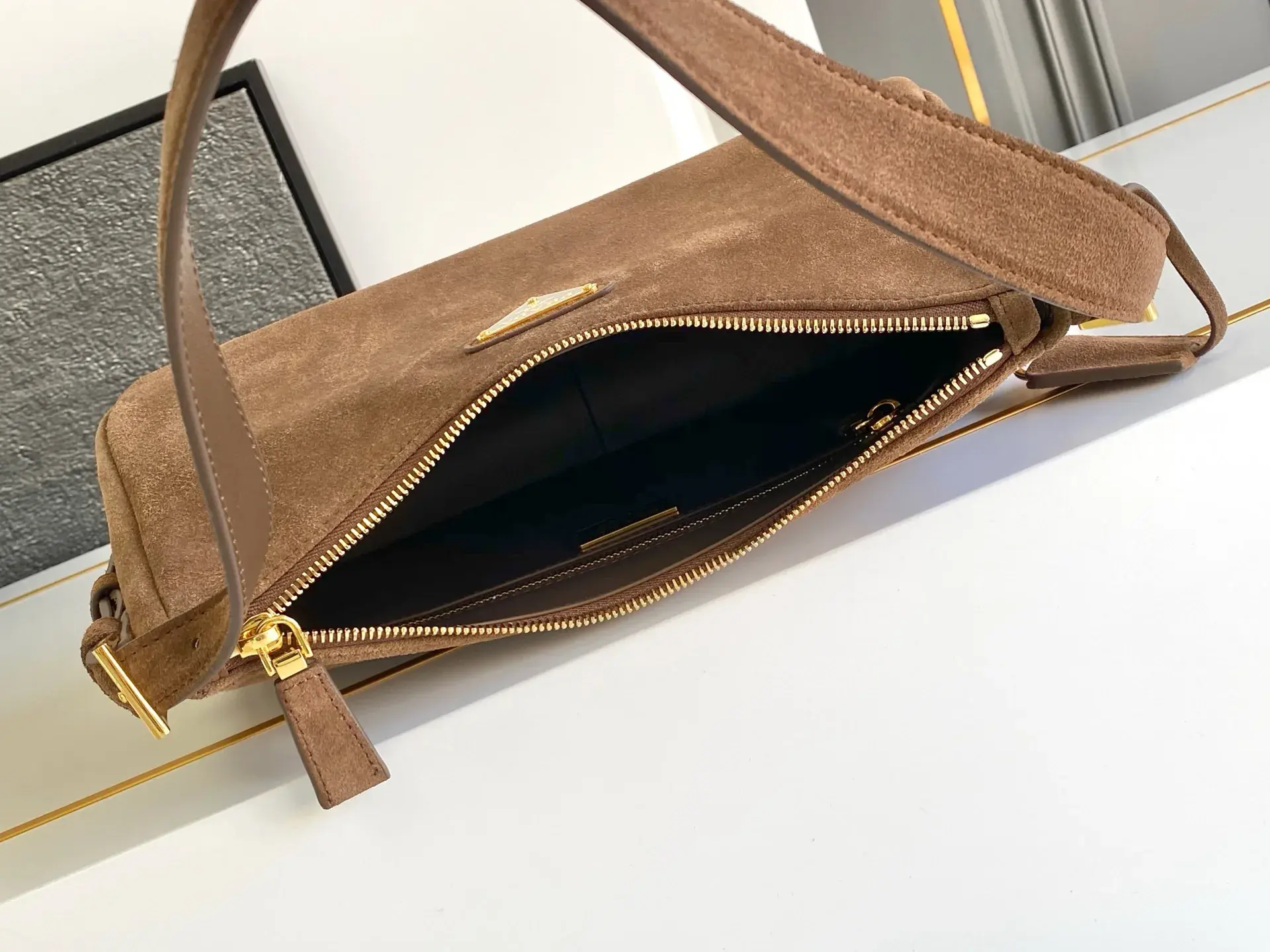 Prada Suede Leather Hobo Bag product photo from LabelPicks