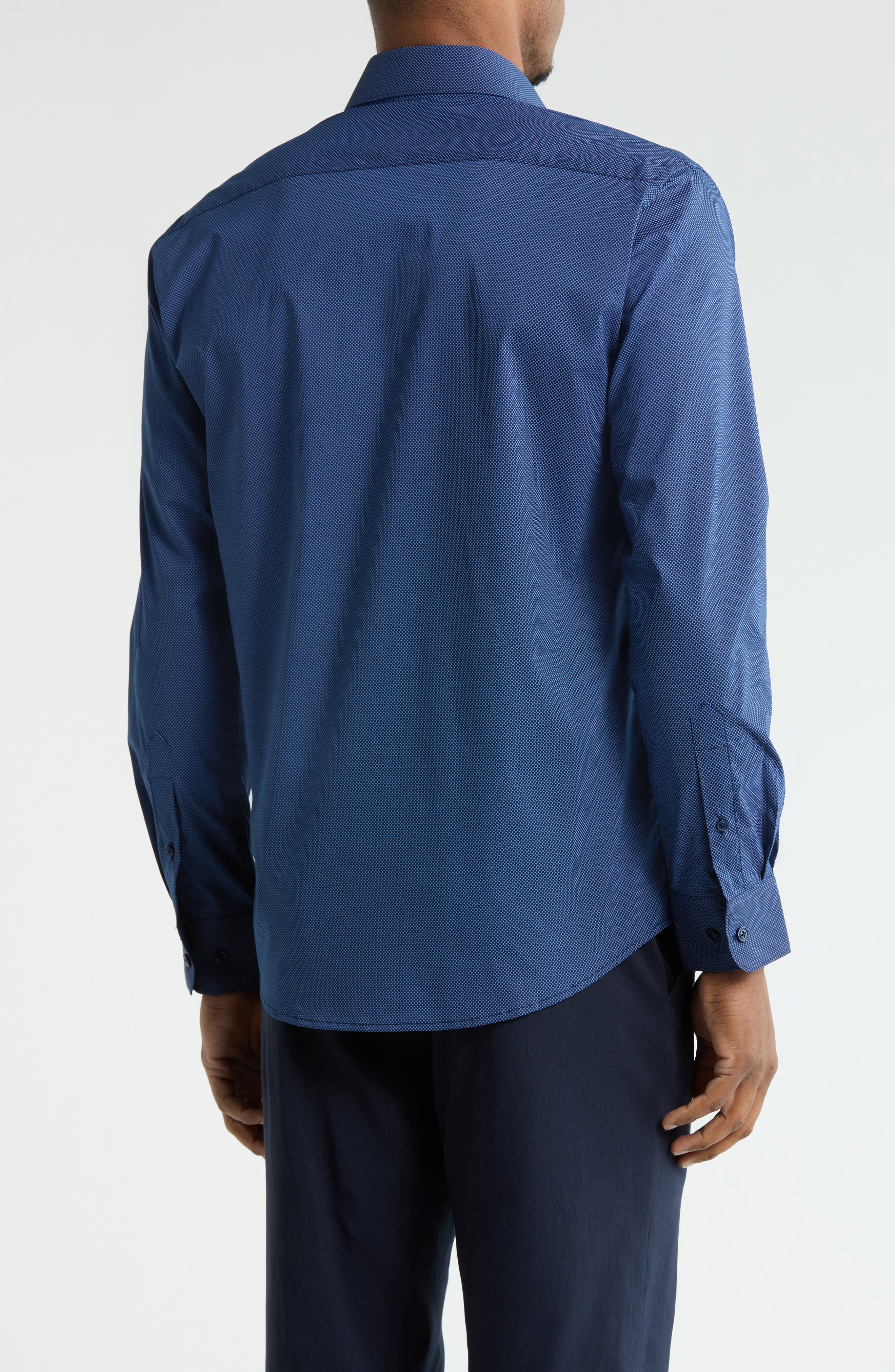 DKNY Slim Fit Mini Dot Print Stretch Dress Shirt