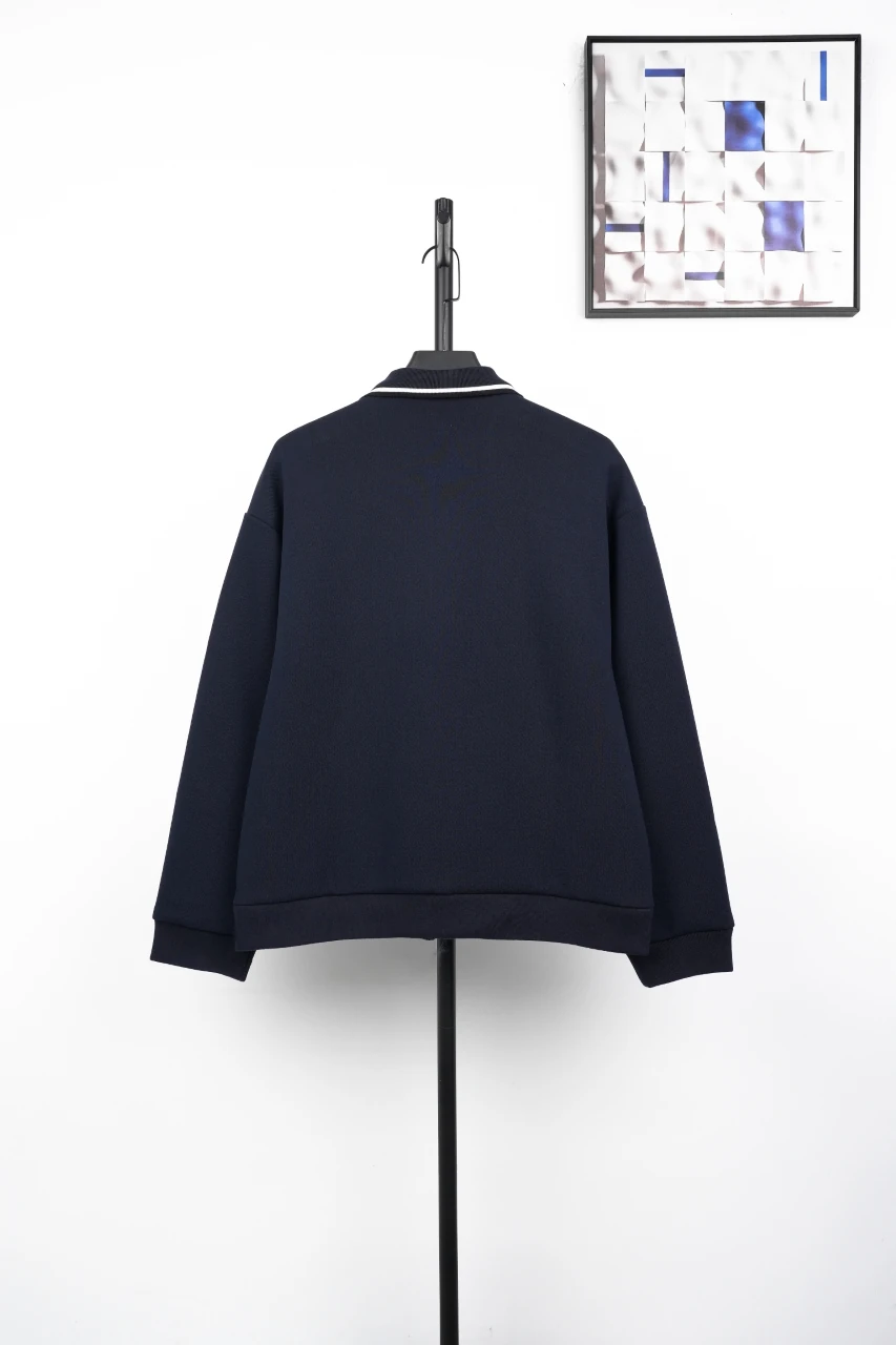 Miu Miu Navy Stripe Collar Logo Embroidered Jacket product photo from LabelPicks