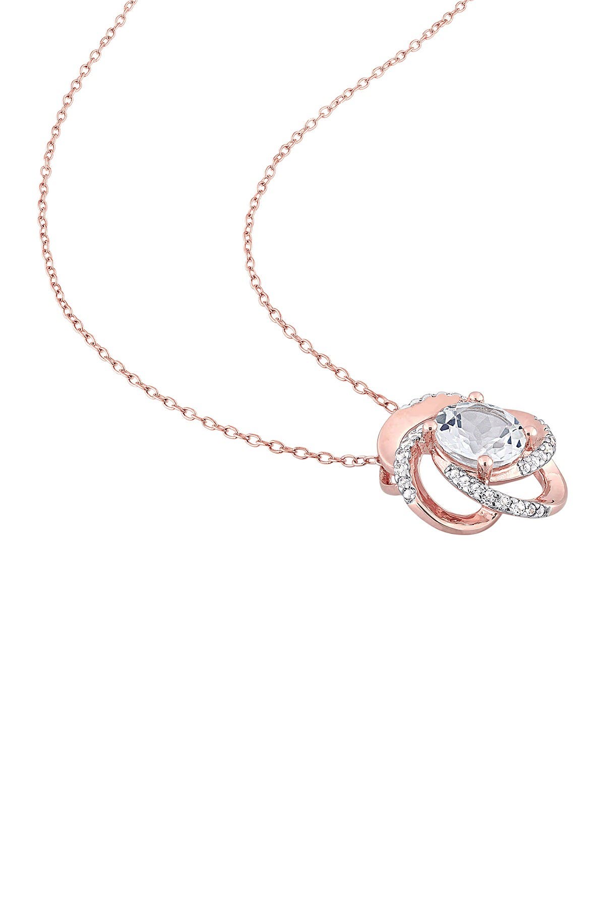 DELMAR 18K Rose Gold Vermeil White Topaz Swirl Pendant Necklace