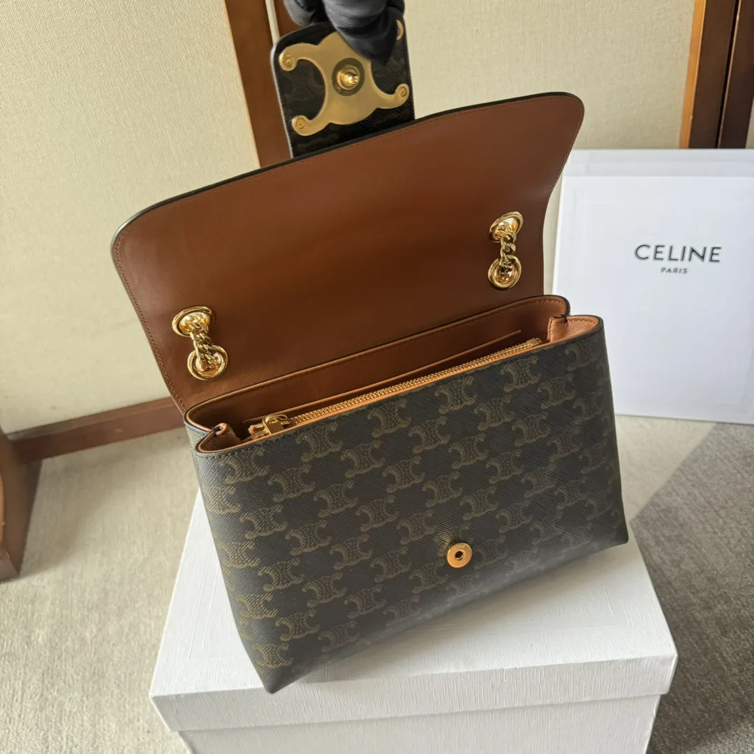 Celine Triomphe Silver Grained Leather Crossbody Bag product photo from LabelPicks