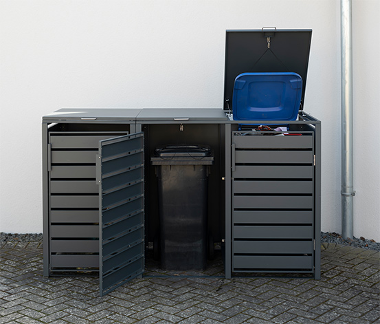 Mülltonnenbox, Stahl, 3er