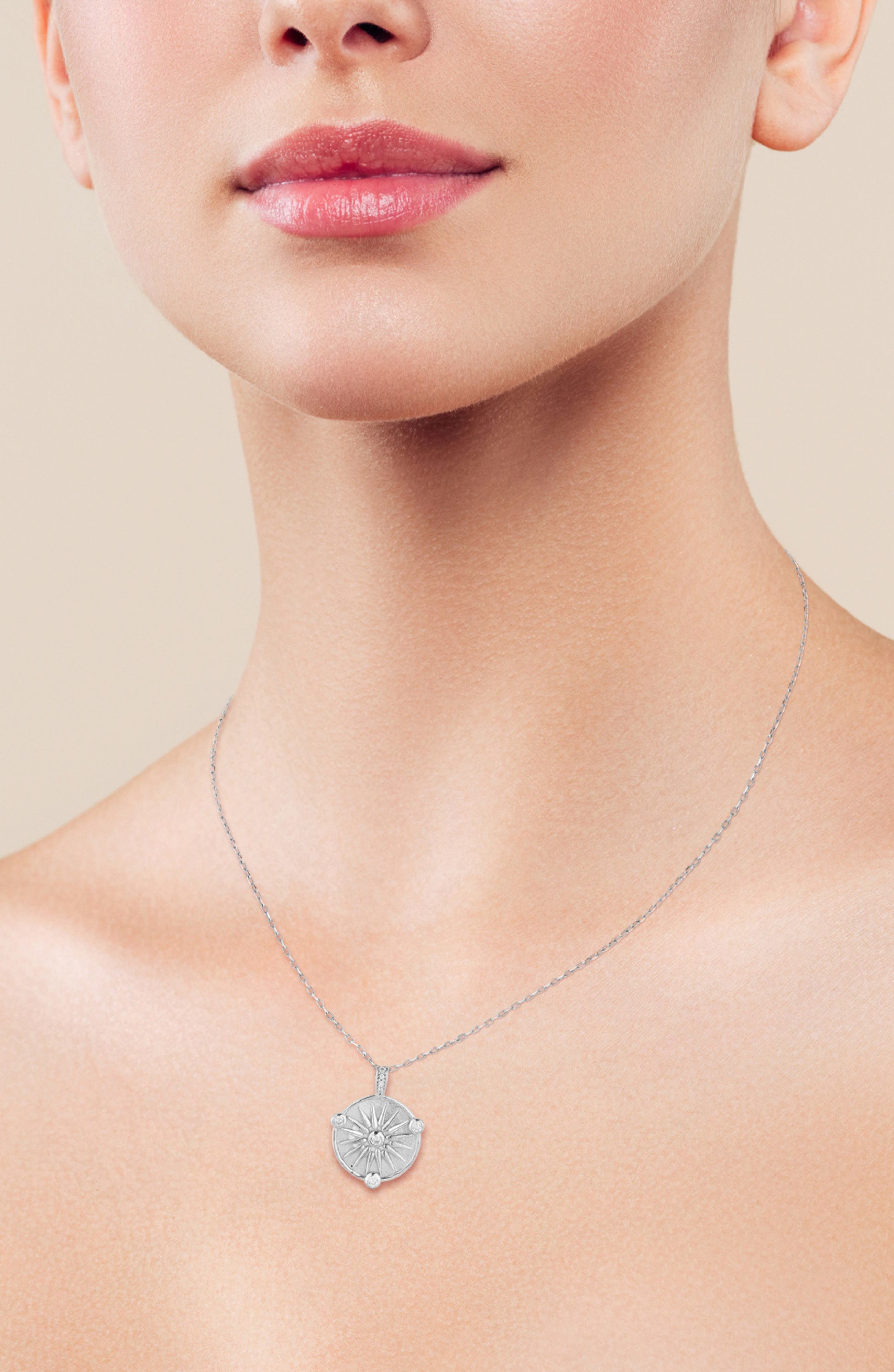 SPHERA MILANO Cubic Zirconia Compass Medallion Pendant Necklace