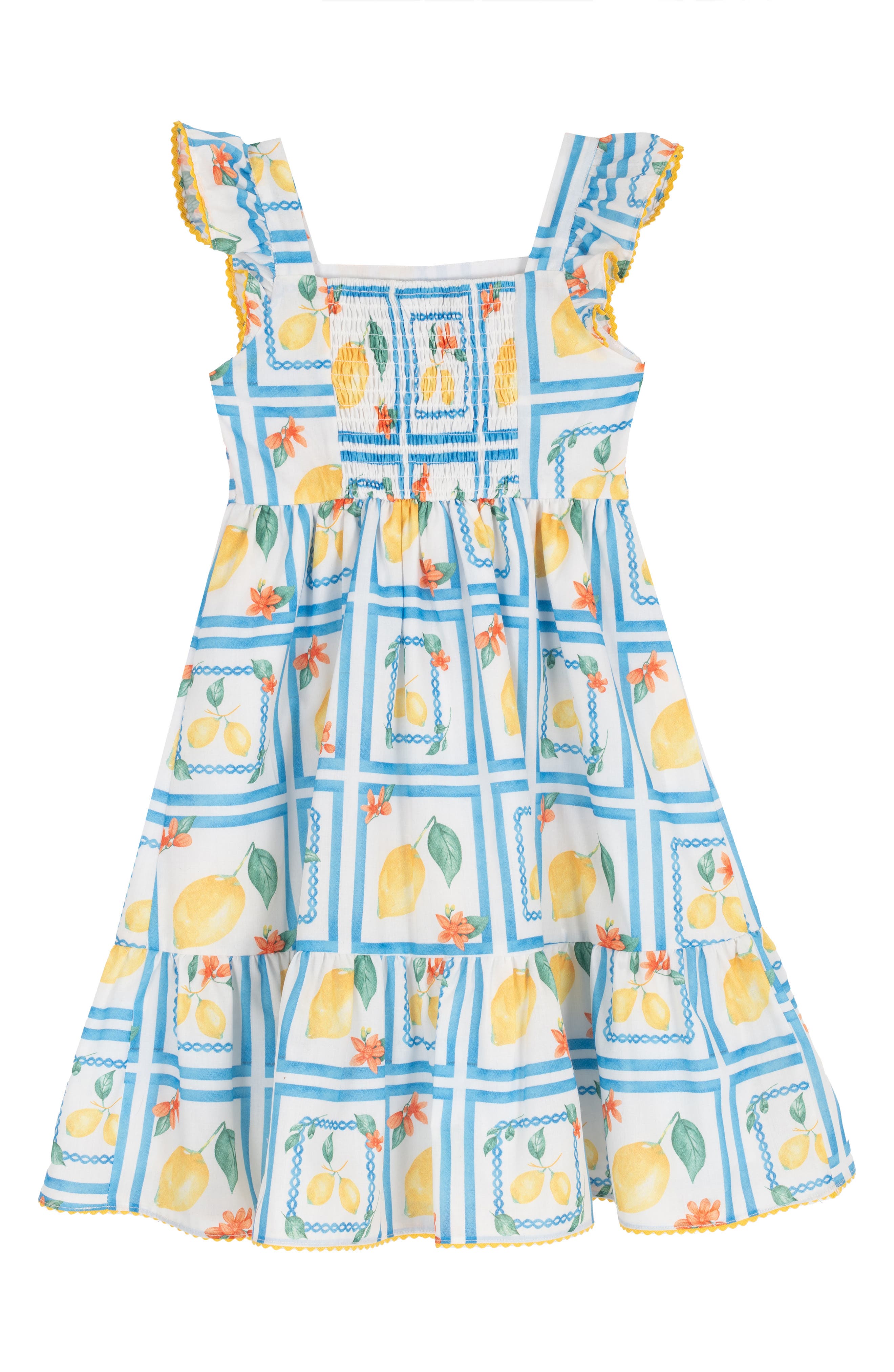 Rare Editions Kids' Printed Cotton Flutter Sleeve Dress