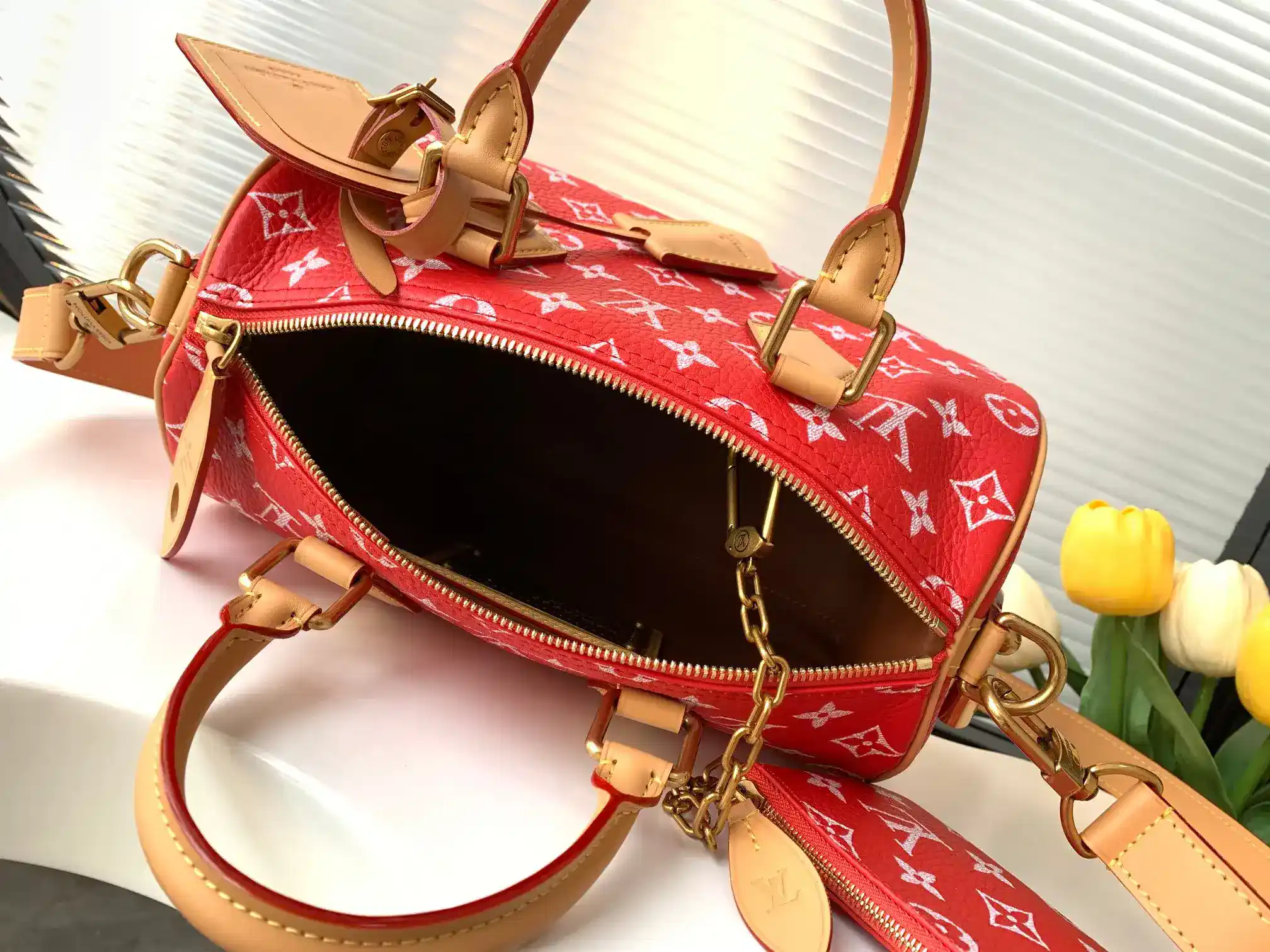 Louis Vuitton Red Speedy Lambskin Top Handle Bag product photo from LabelPicks