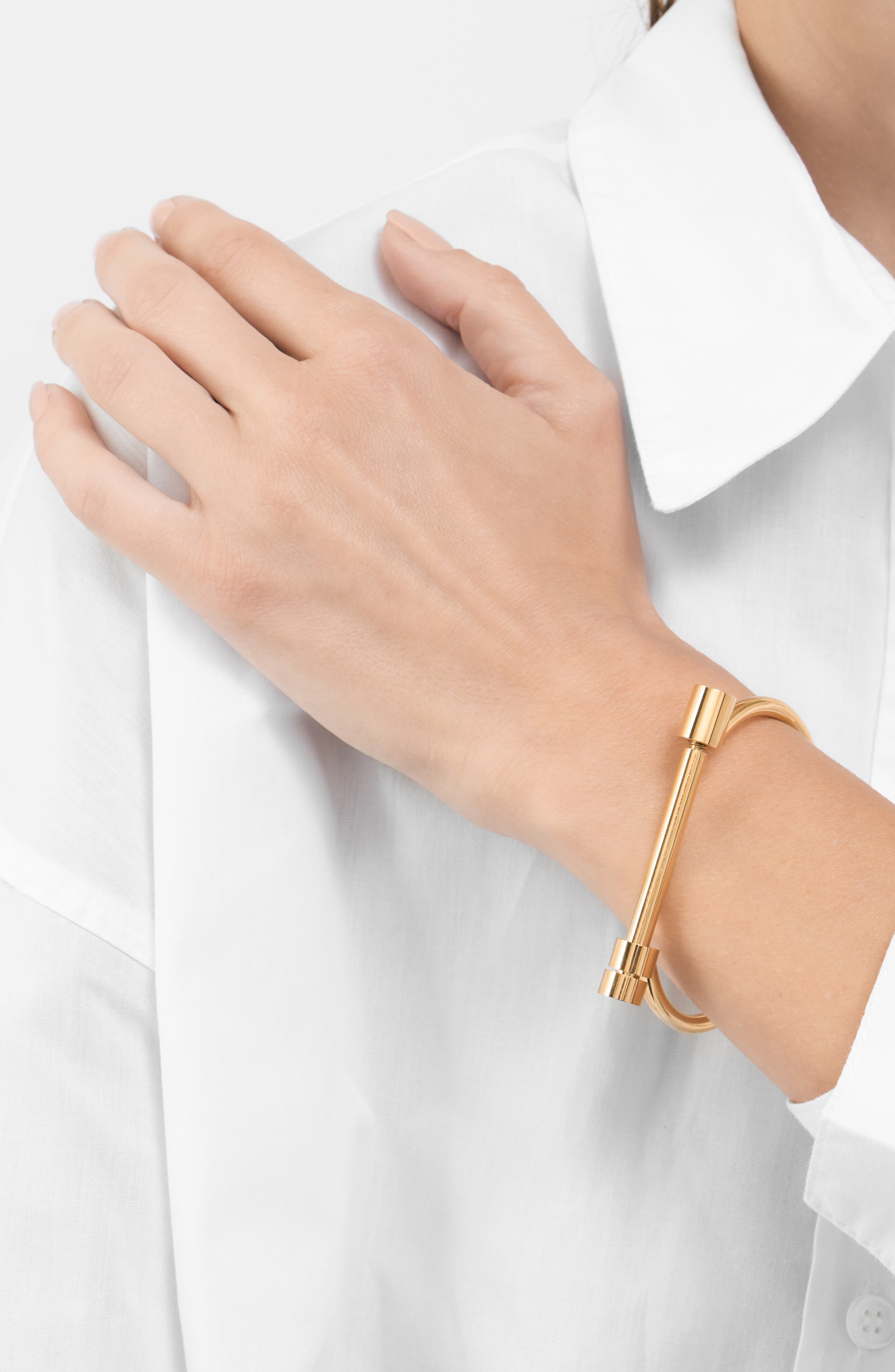 Adornia 14K Yellow Gold Plated Stainless Steel Water Resistant Screw Cuff