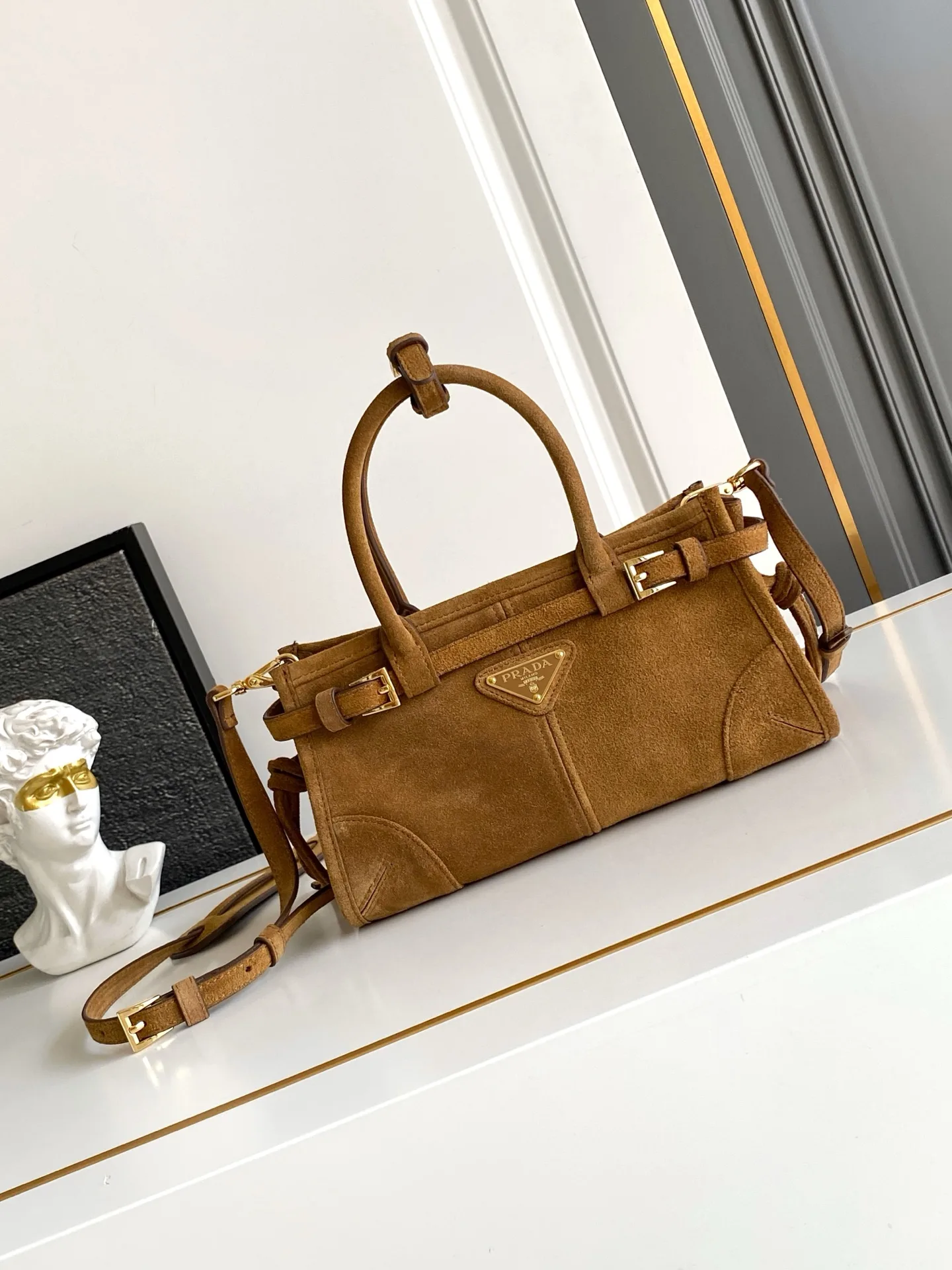Prada Suede Leather Top Handle Bag product photo from LabelPicks