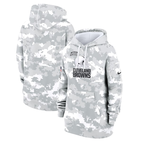 Cleveland Browns Nike Women's 2024 Salute To Service Club Fleece Pullover Hoodie - Arctic Camo