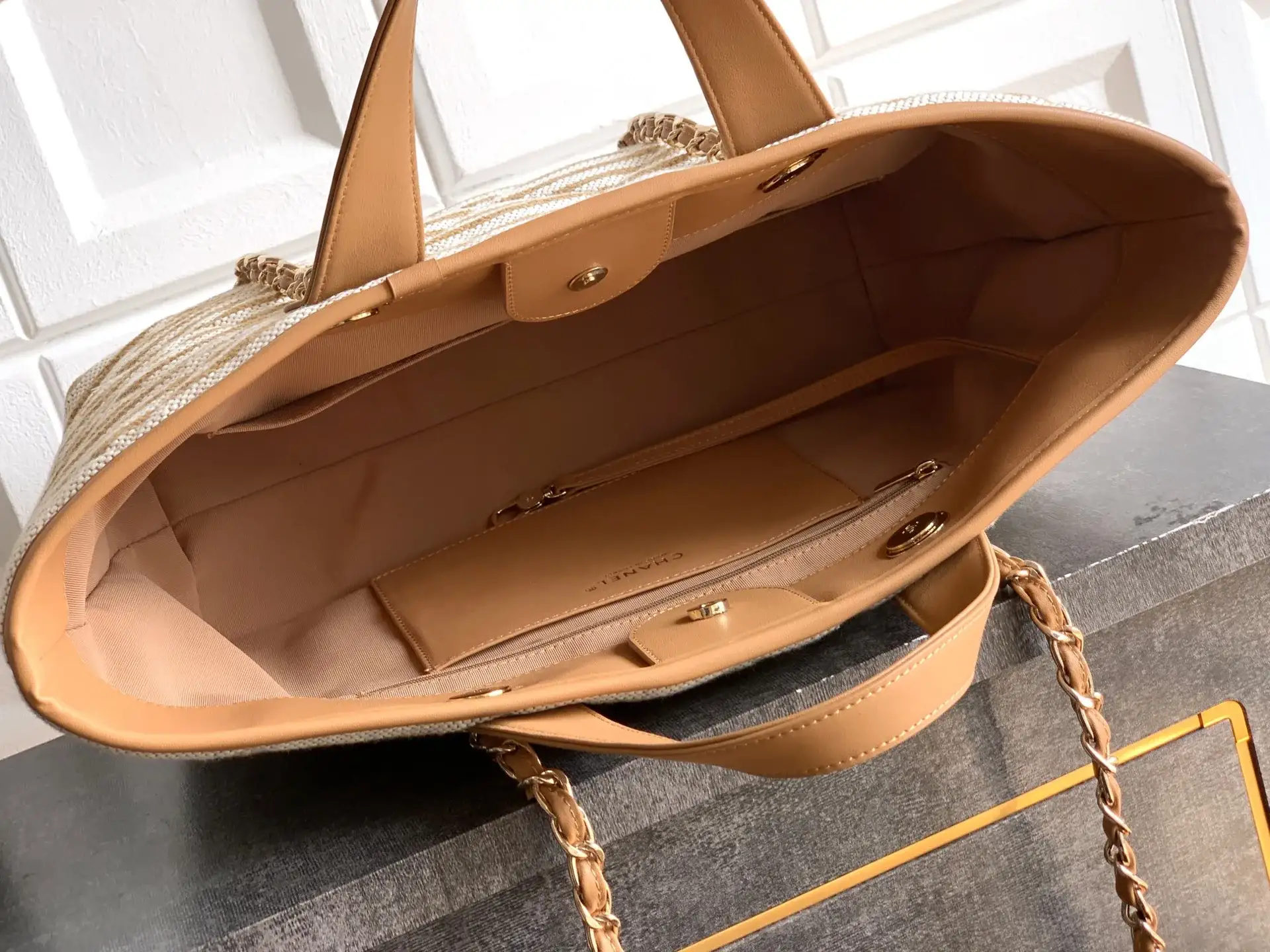 Chanel Brown Straw Woven Tote Bag product photo from LabelPicks