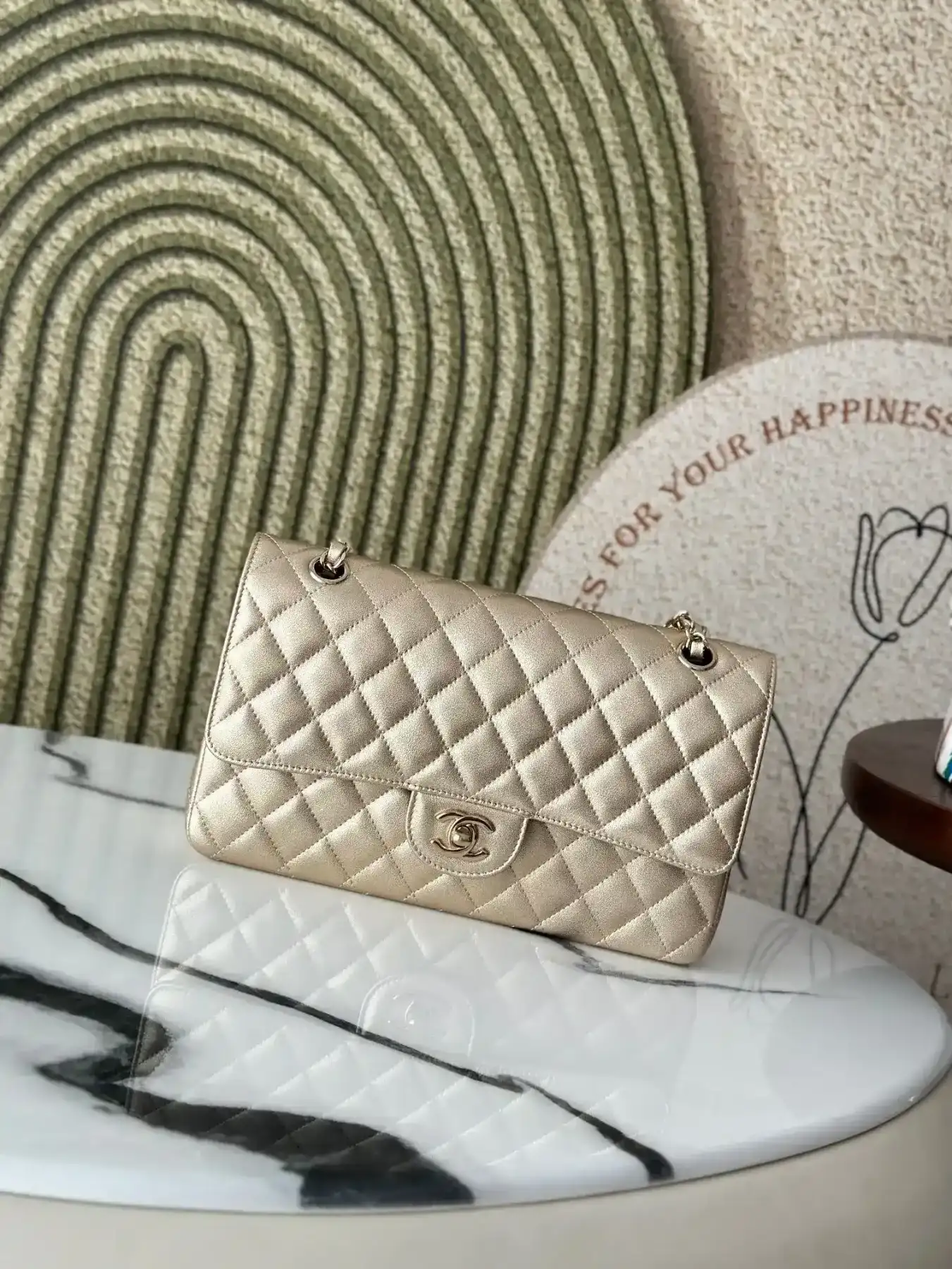 Chanel Classic Flap Gold Lambskin Shoulder Bag product photo from LabelPicks