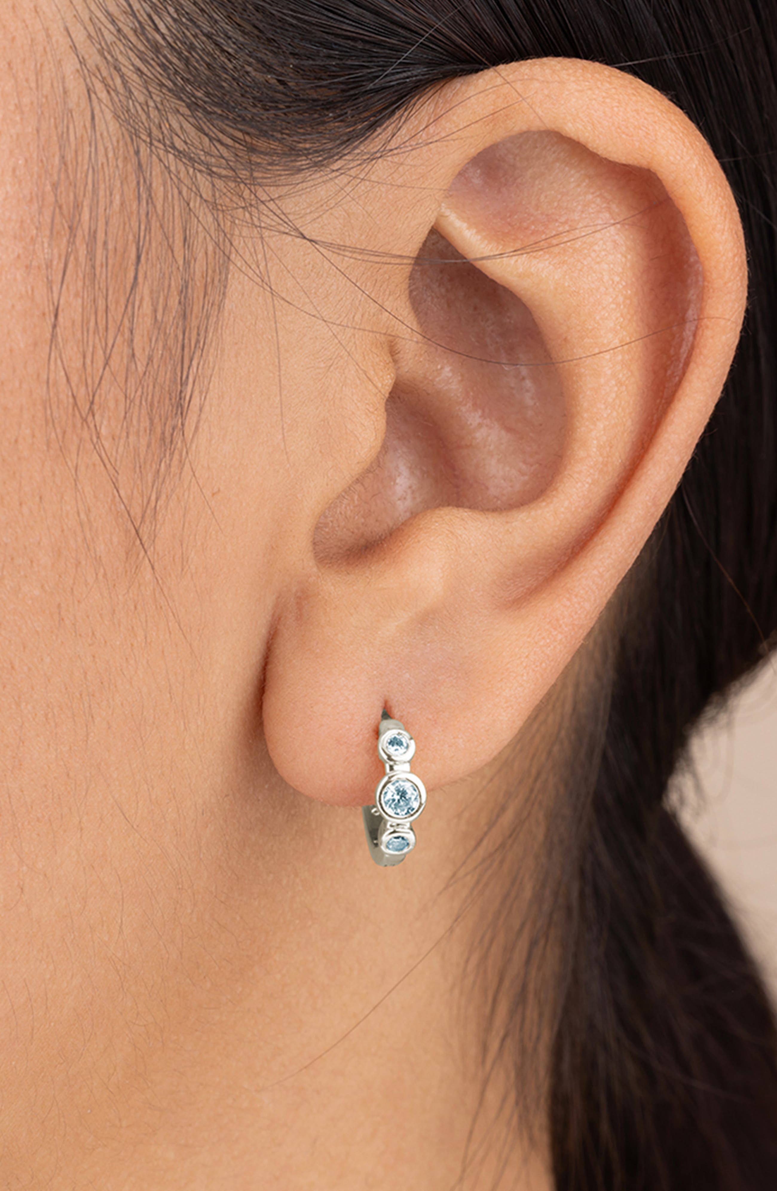 Sterling Forever Karolina Cubic Zirconia Trio Huggie Hoop Earrings