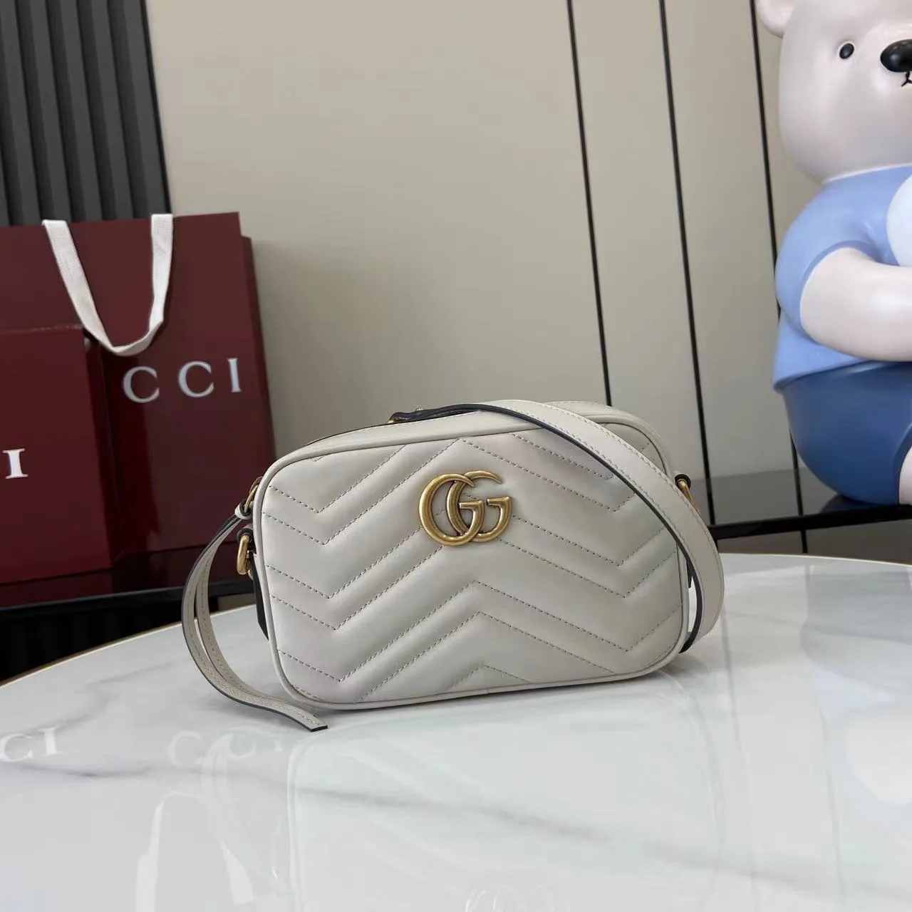 Gucci Grey Marmont GG Supreme Canvas Crossbody Bag product photo from LabelPicks