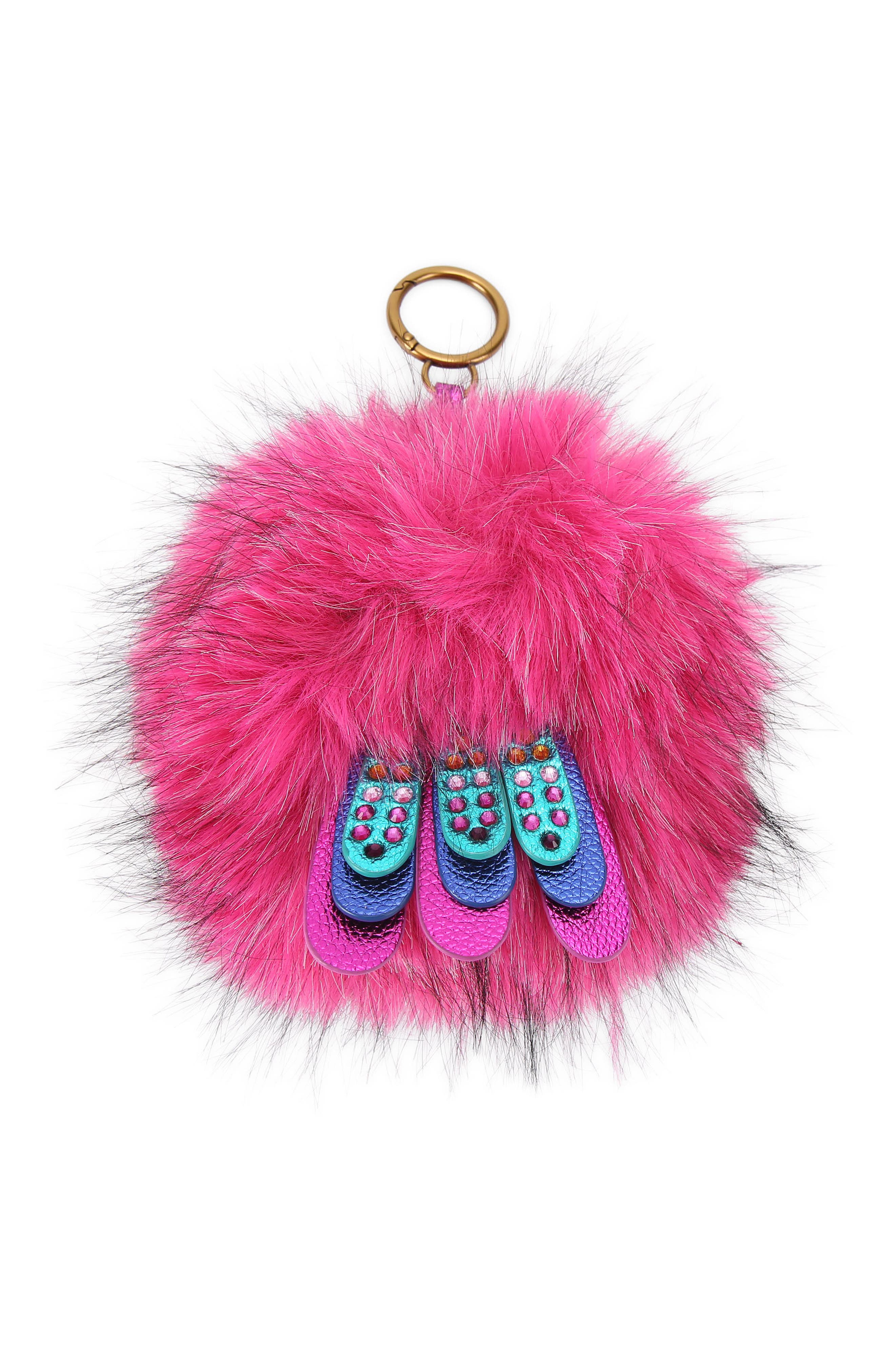 Kurt Geiger London Faux Fur Pompom Eagle Bag Charm
