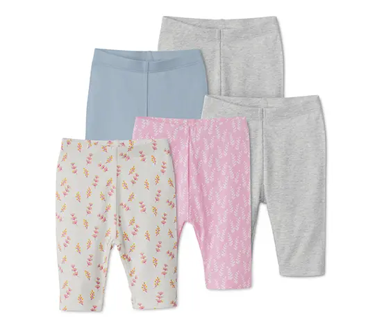 5 Leggings, rosa, beige, blau, grau
