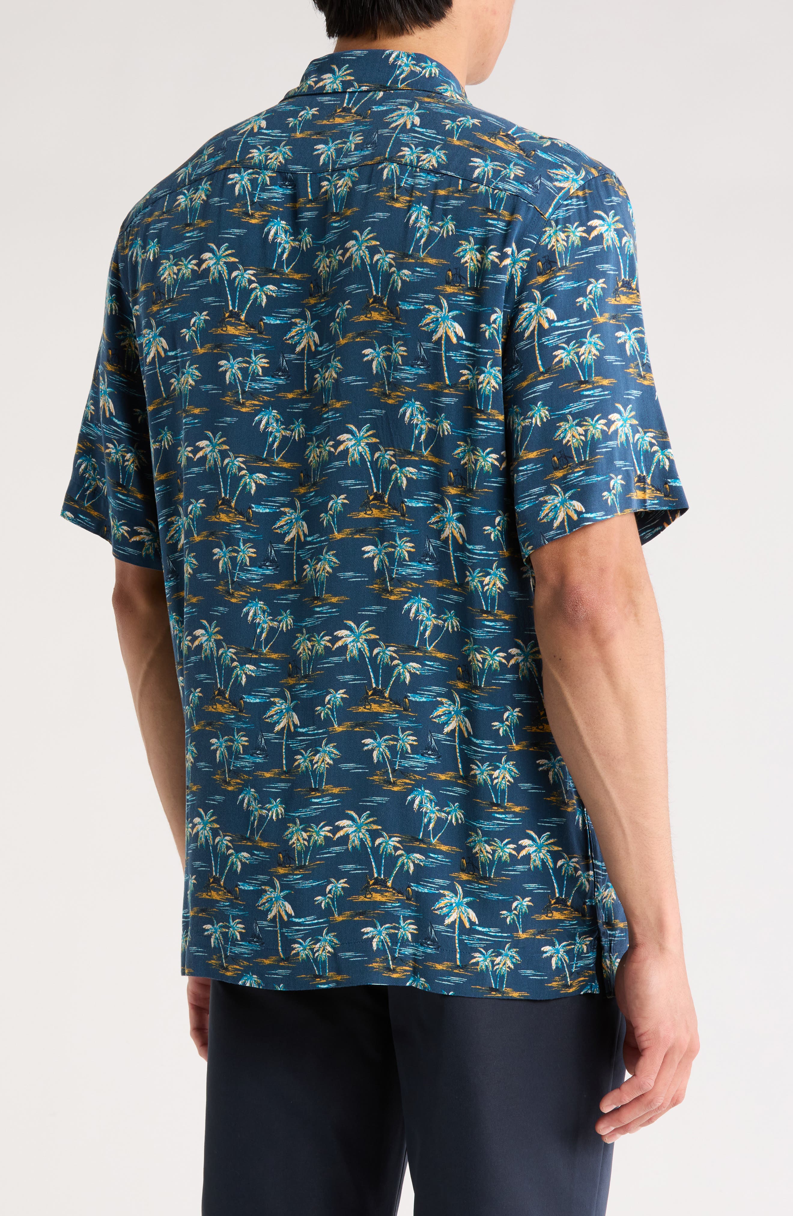 Original Penguin Beach Print Slim Fit Camp Shirt