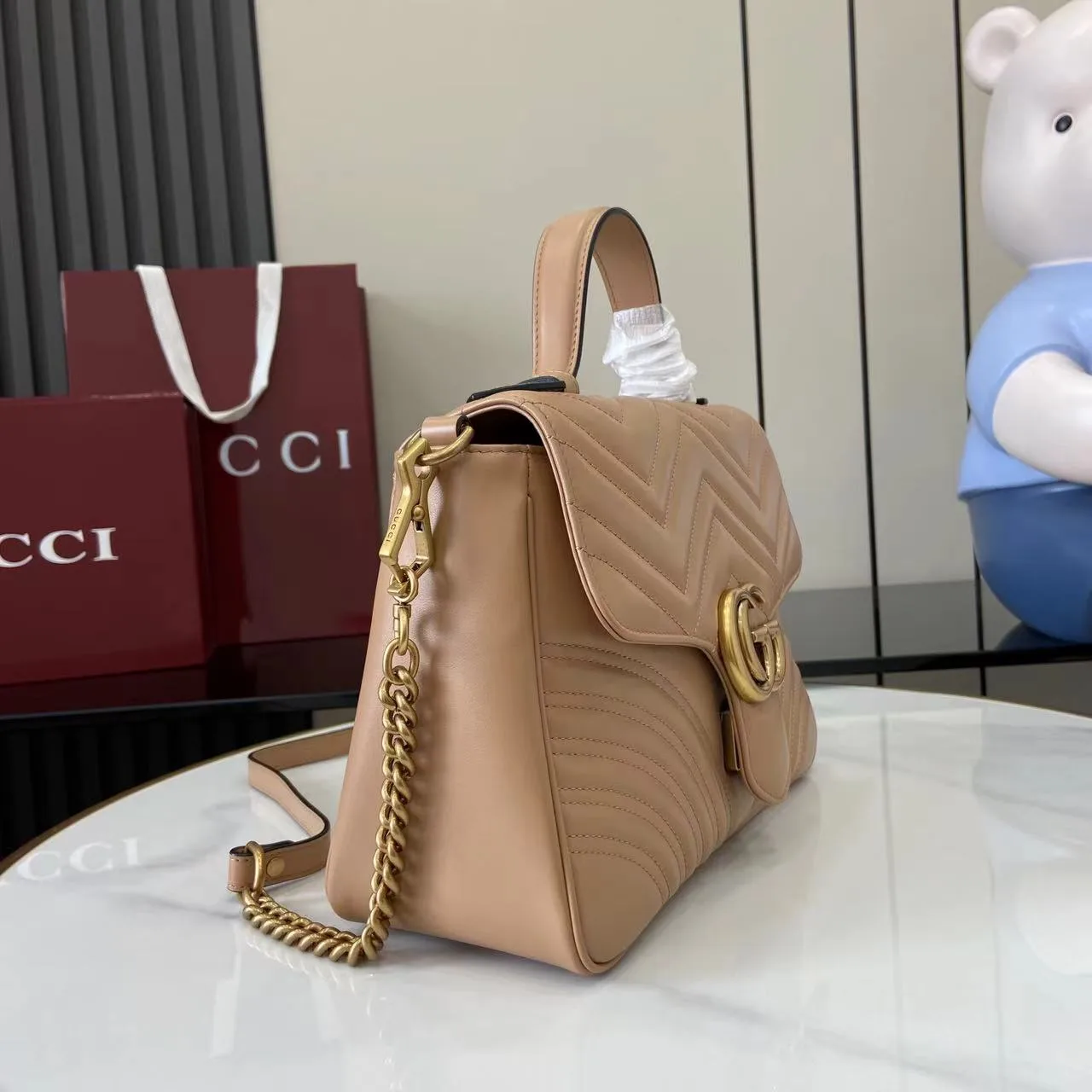Gucci Beige Marmont GG Supreme Canvas Shoulder Bag product photo from LabelPicks