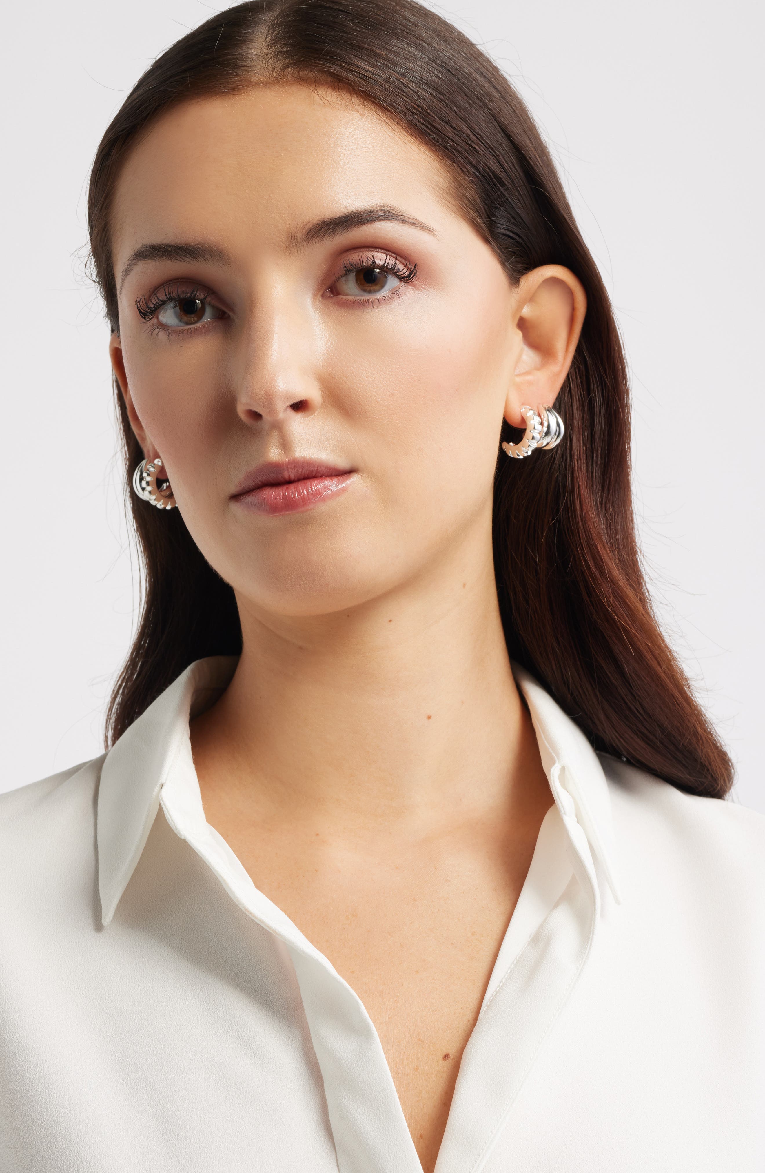 Nordstrom Set of 3 Textured Hoop Earrings