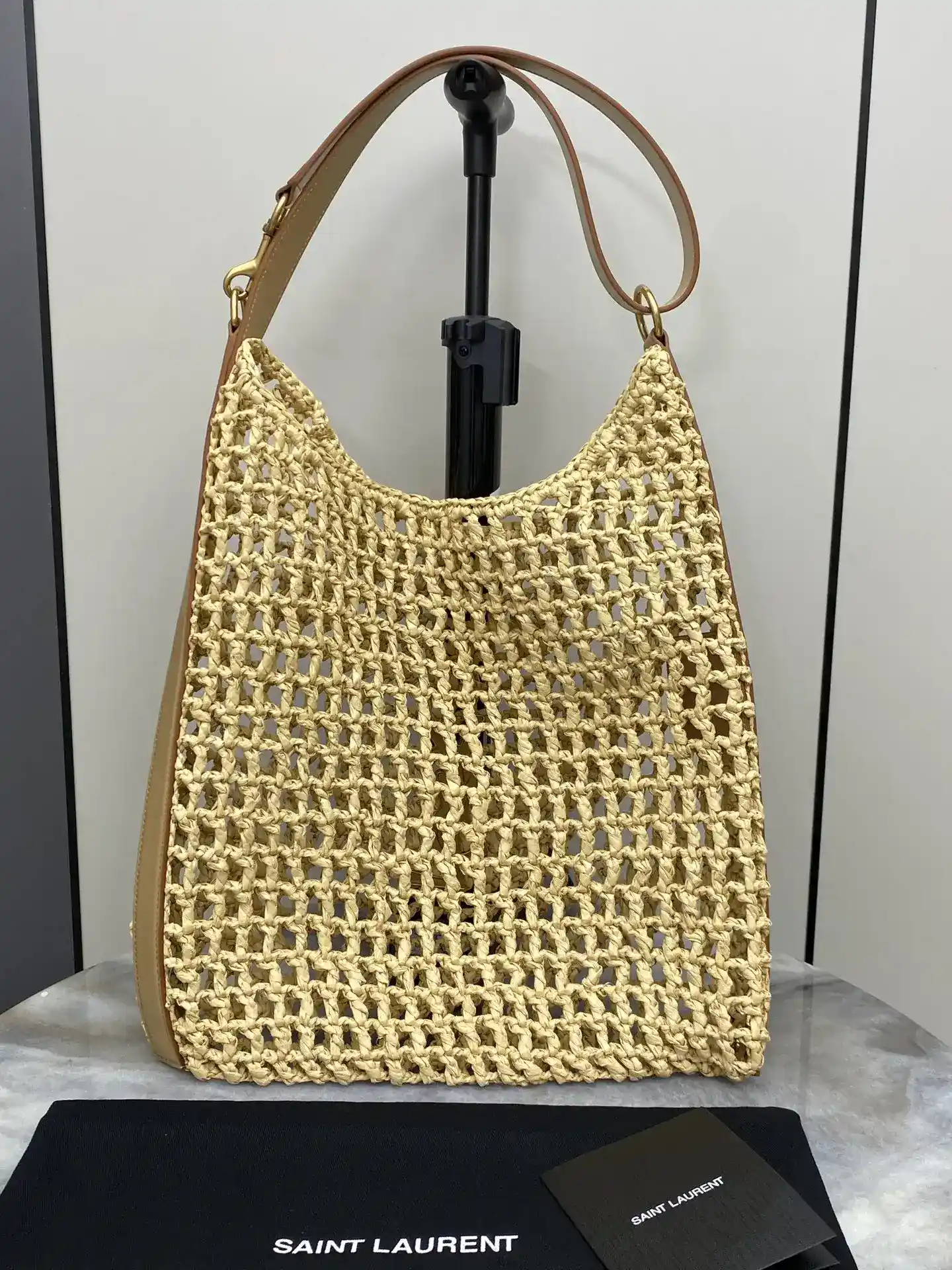 Saint Laurent Gold Straw Woven Hobo Bag product photo from LabelPicks