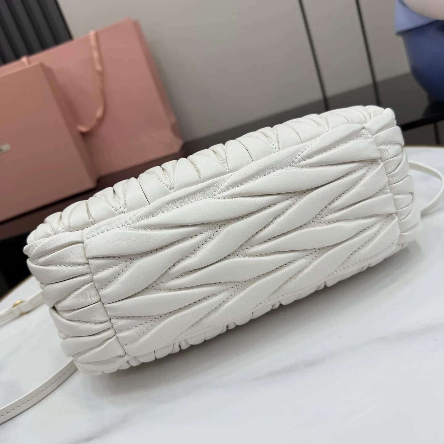 Miu Miu Matelasse White Lambskin Shoulder Bag product photo from LabelPicks