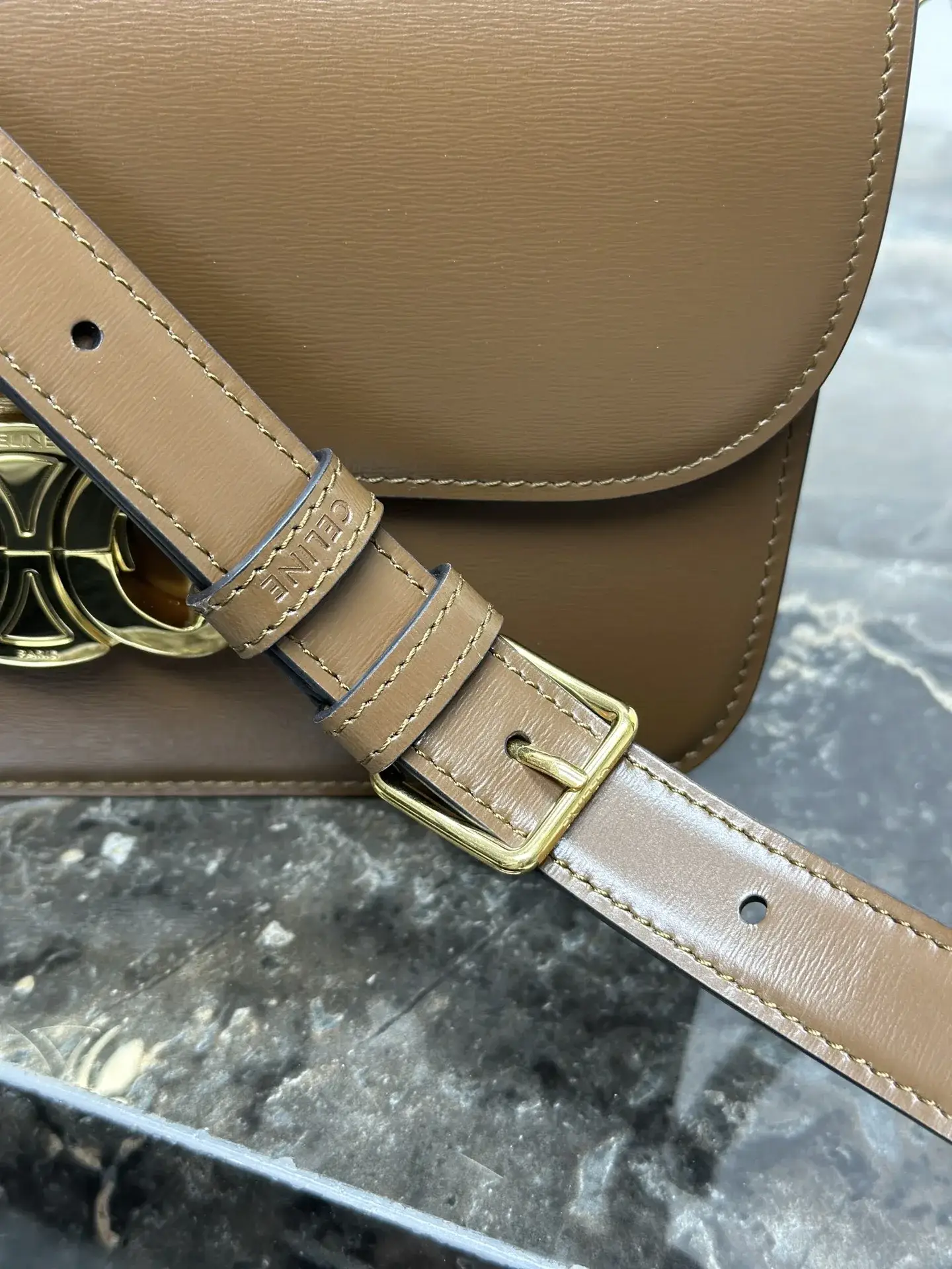 Celine Triomphe Gold Lambskin Crossbody Bag product photo from LabelPicks