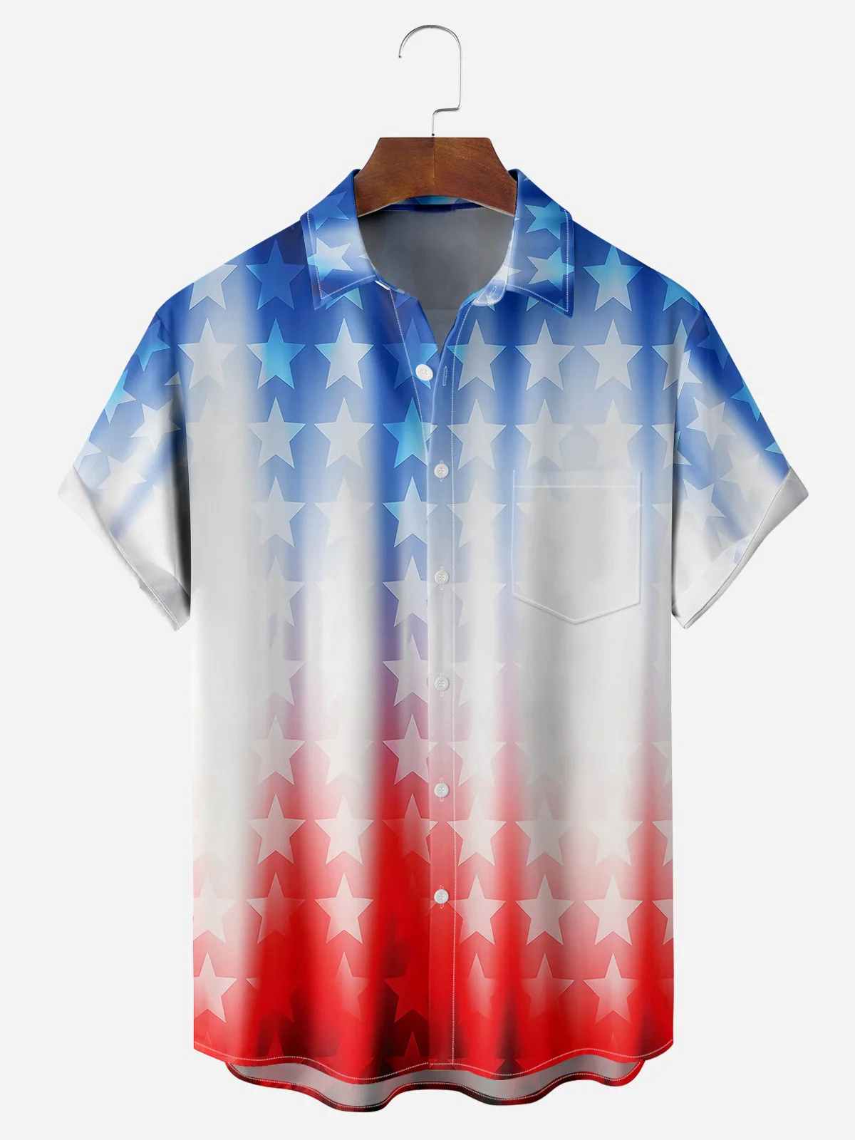 American Flag Chest Pocket Short Sleeve Casual Shirt