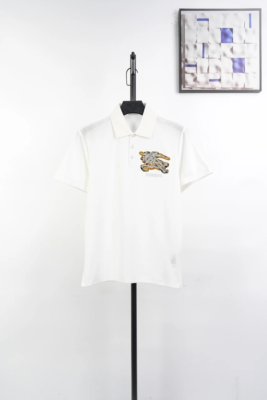 Burberry White Check Equestrian Knight Embroidered Polo Shirt product photo from LabelPicks