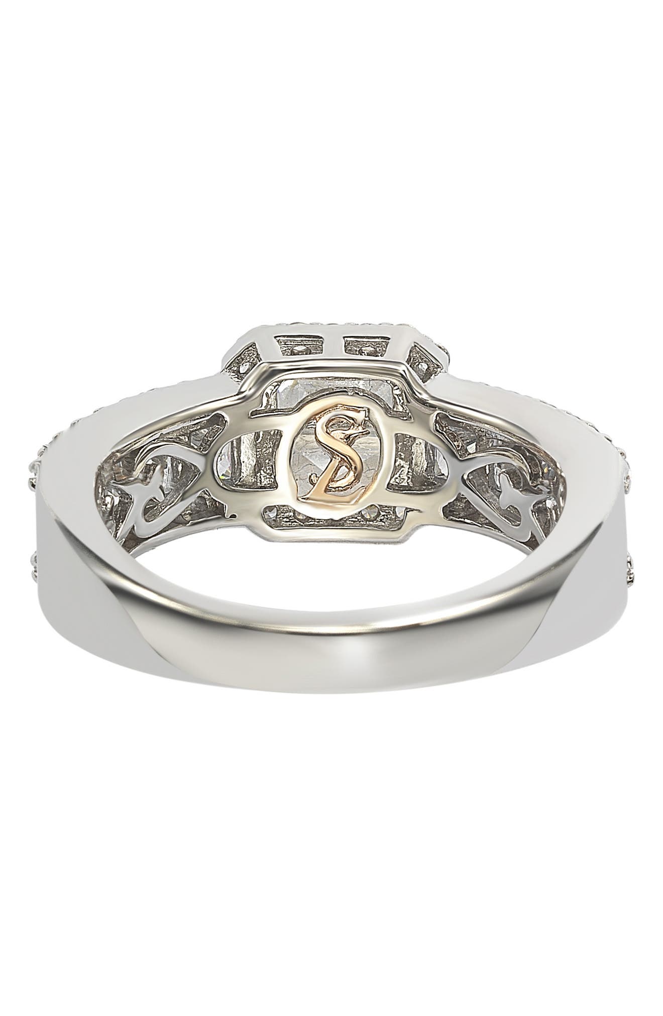 SUZY LEVIAN Sterling Silver Asscher Cut White Cubic Zirconia Bridal Ring