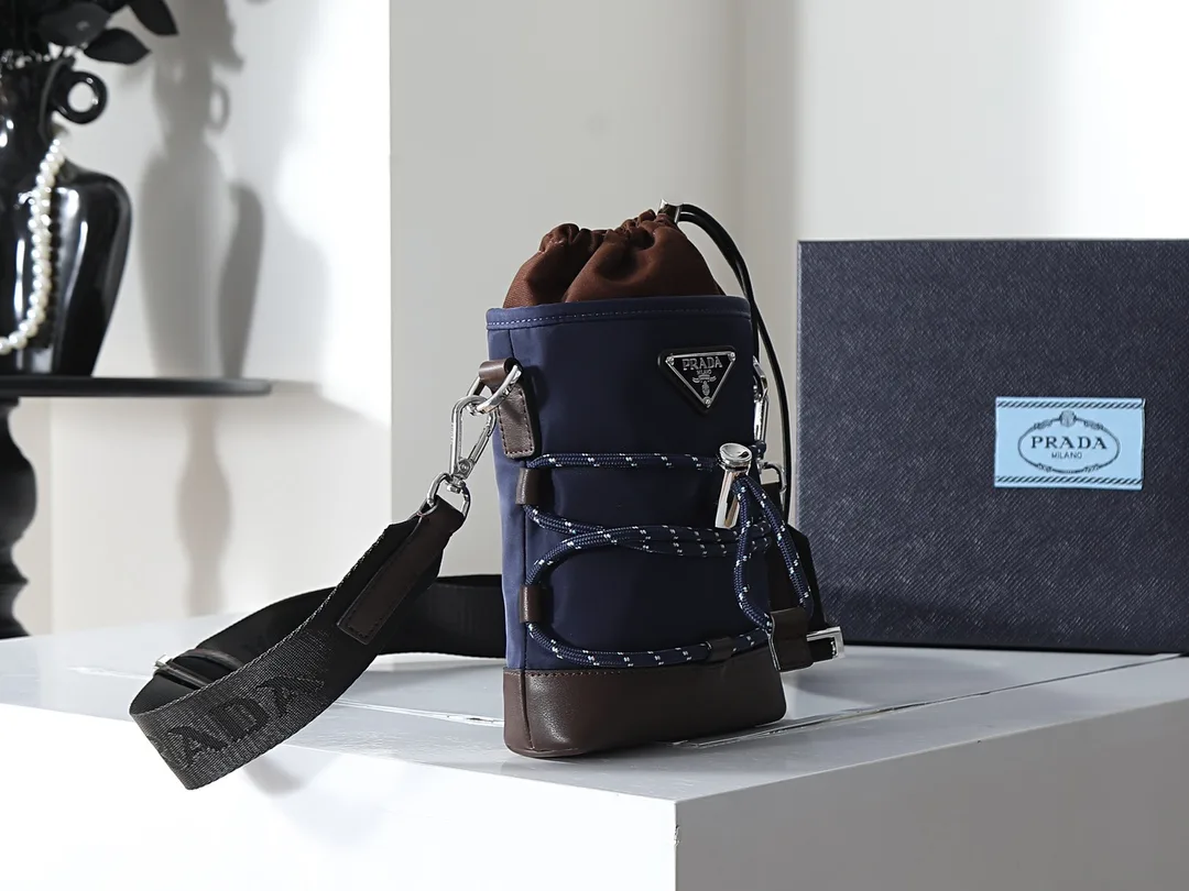 Prada Blue Woven Leather Bucket Bag product photo from LabelPicks