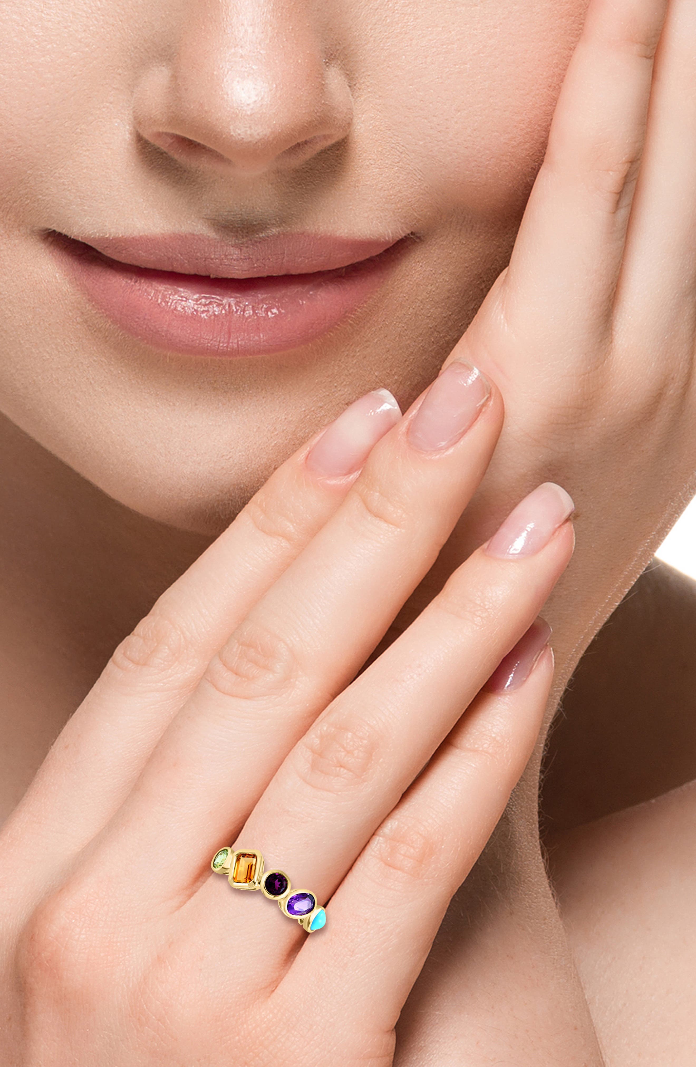 EFFY 14K Yellow Gold Multicolor Sapphire Ring - Size 7