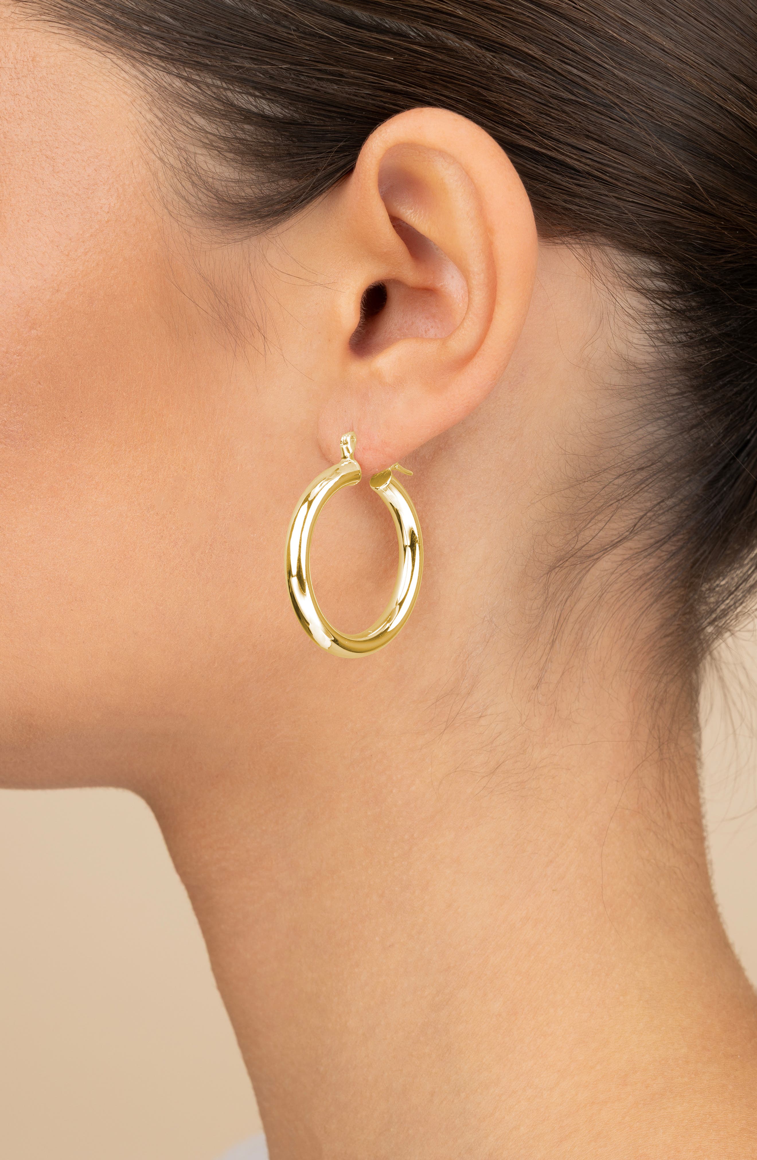 Sterling Forever 14K Yellow Gold Plated 31.75mm Chunky Tube Hoop Earrings