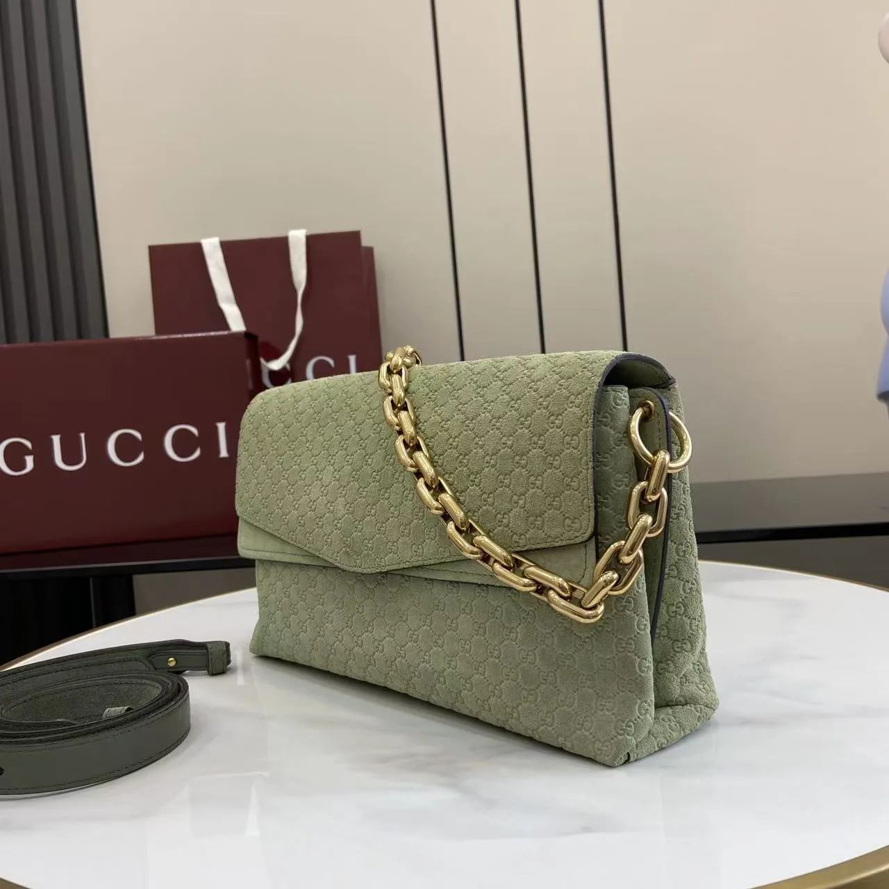 Gucci Green GG Supreme Canvas Shoulder Bag product photo from LabelPicks