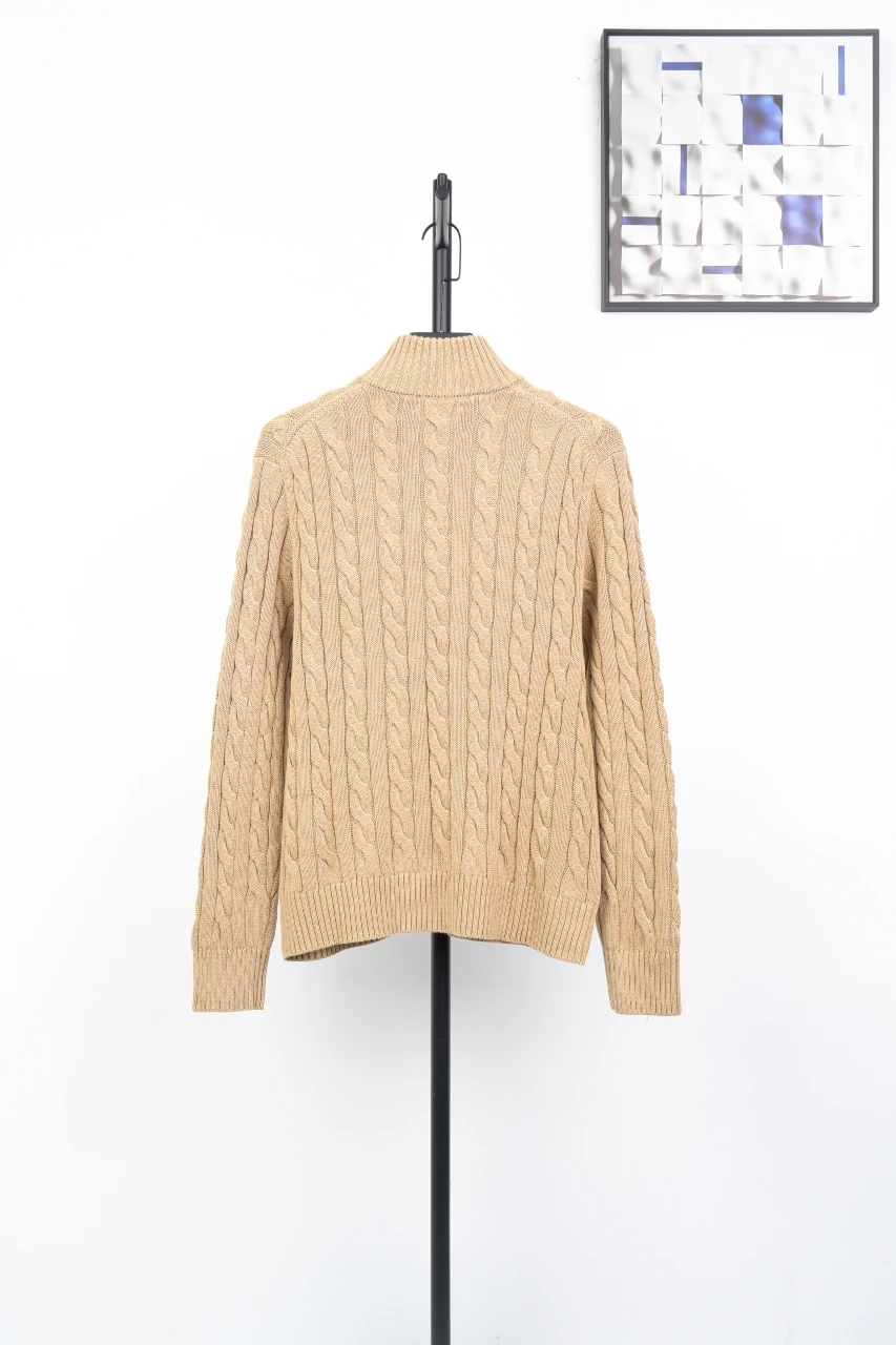 Ralph Lauren Camel Pony Embroidered Half Zip Stand Collar Sweater product photo from LabelPicks