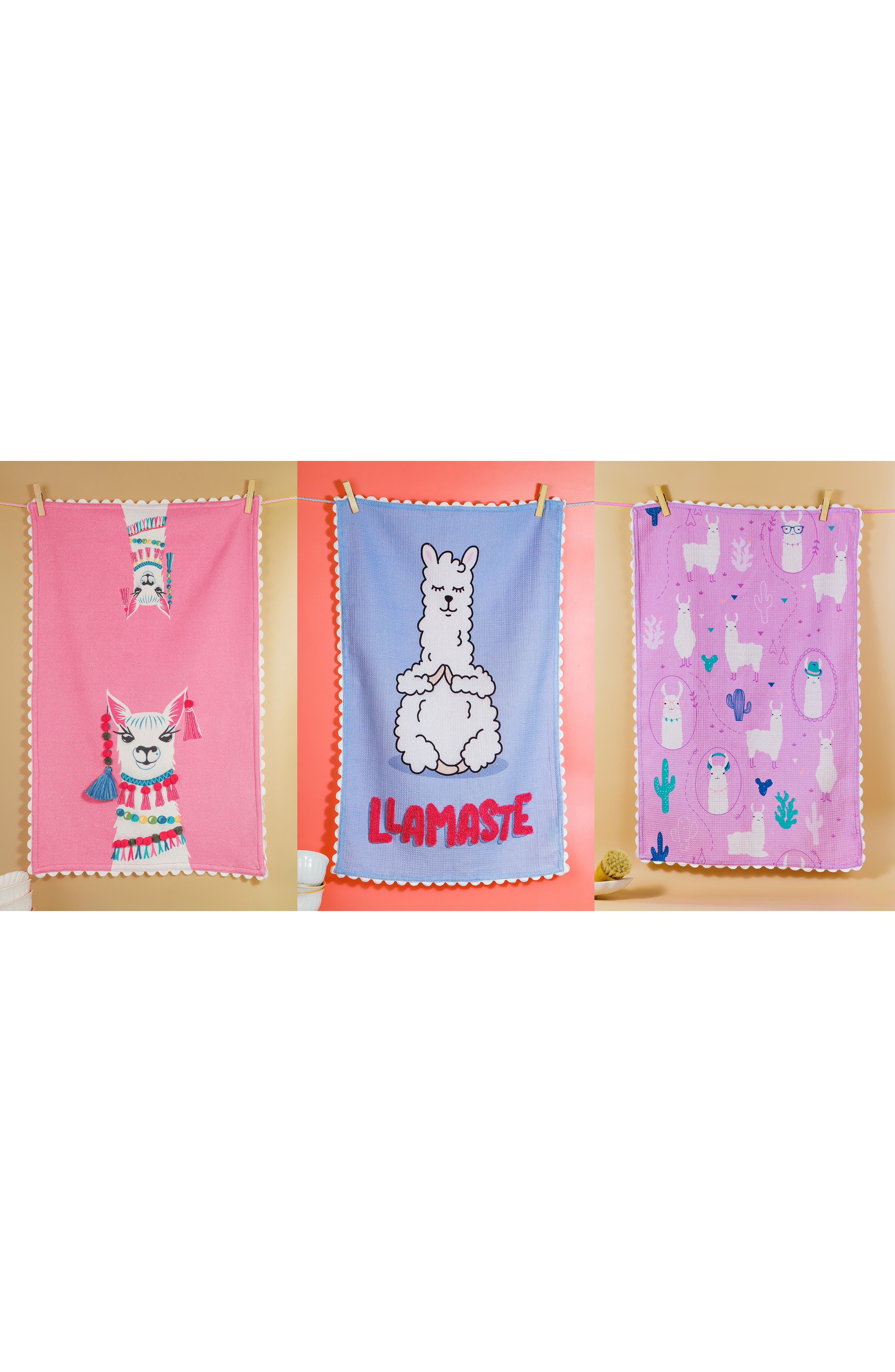 Tiramisu The Llamaste Artisan Set of 3 Cotton Kitchen Towels