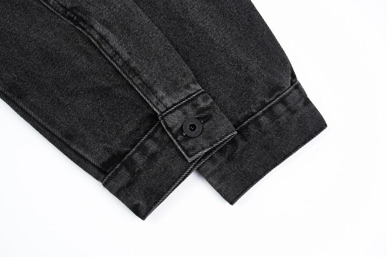 Off-White Black Washed Denim Jacket with Yellow Tape Arrows product photo from LabelPicks