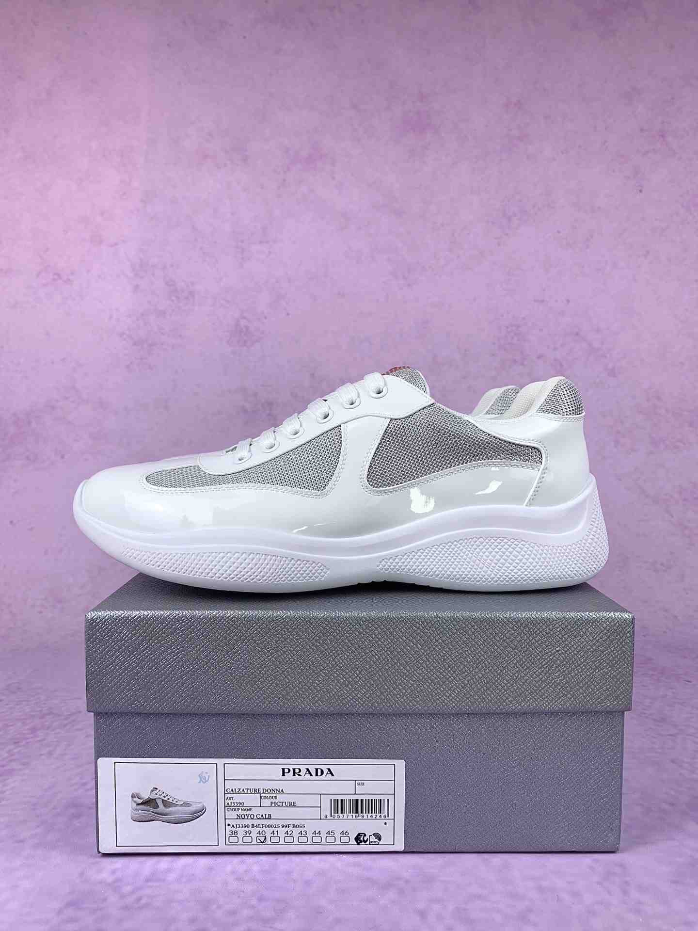 Patent leather and technical fabric Prada America's Cup sneakers
