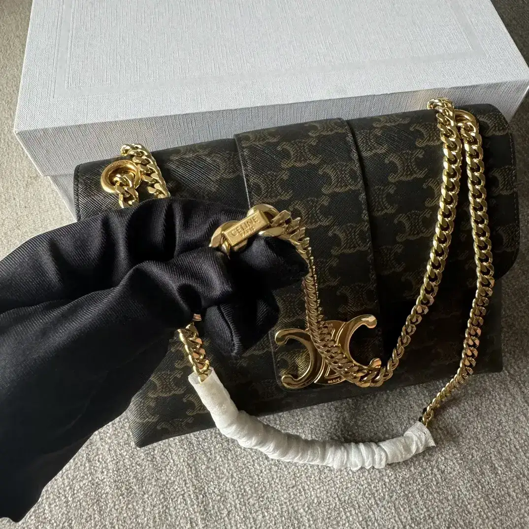 Celine Triomphe Silver Grained Leather Crossbody Bag product photo from LabelPicks