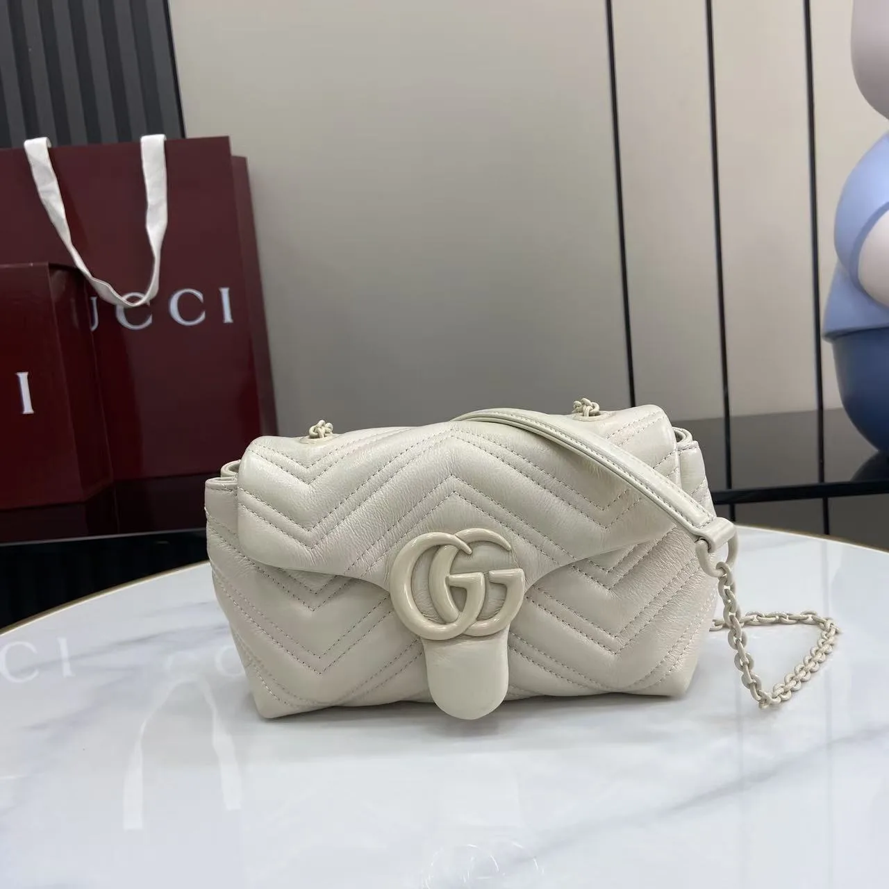 Gucci White Marmont GG Supreme Canvas Crossbody Bag product photo from LabelPicks