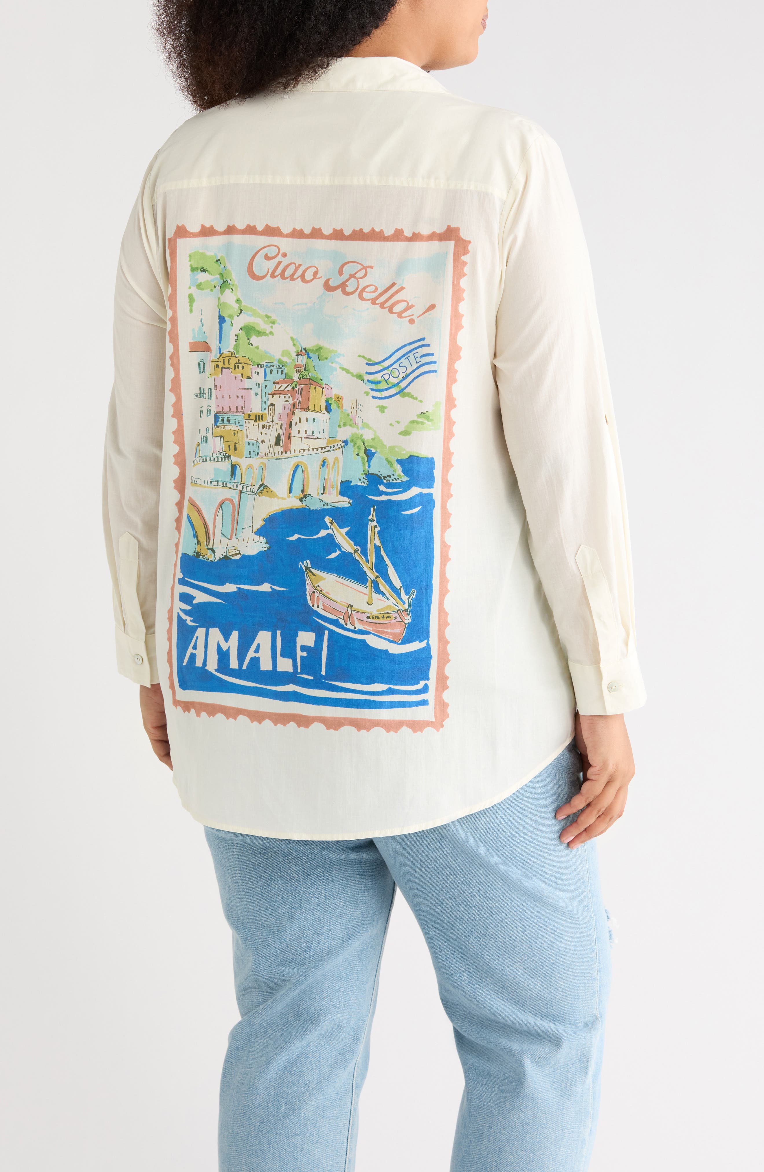 DR2 by Daniel Rainn Postcard Tunic Button-Up Shirt