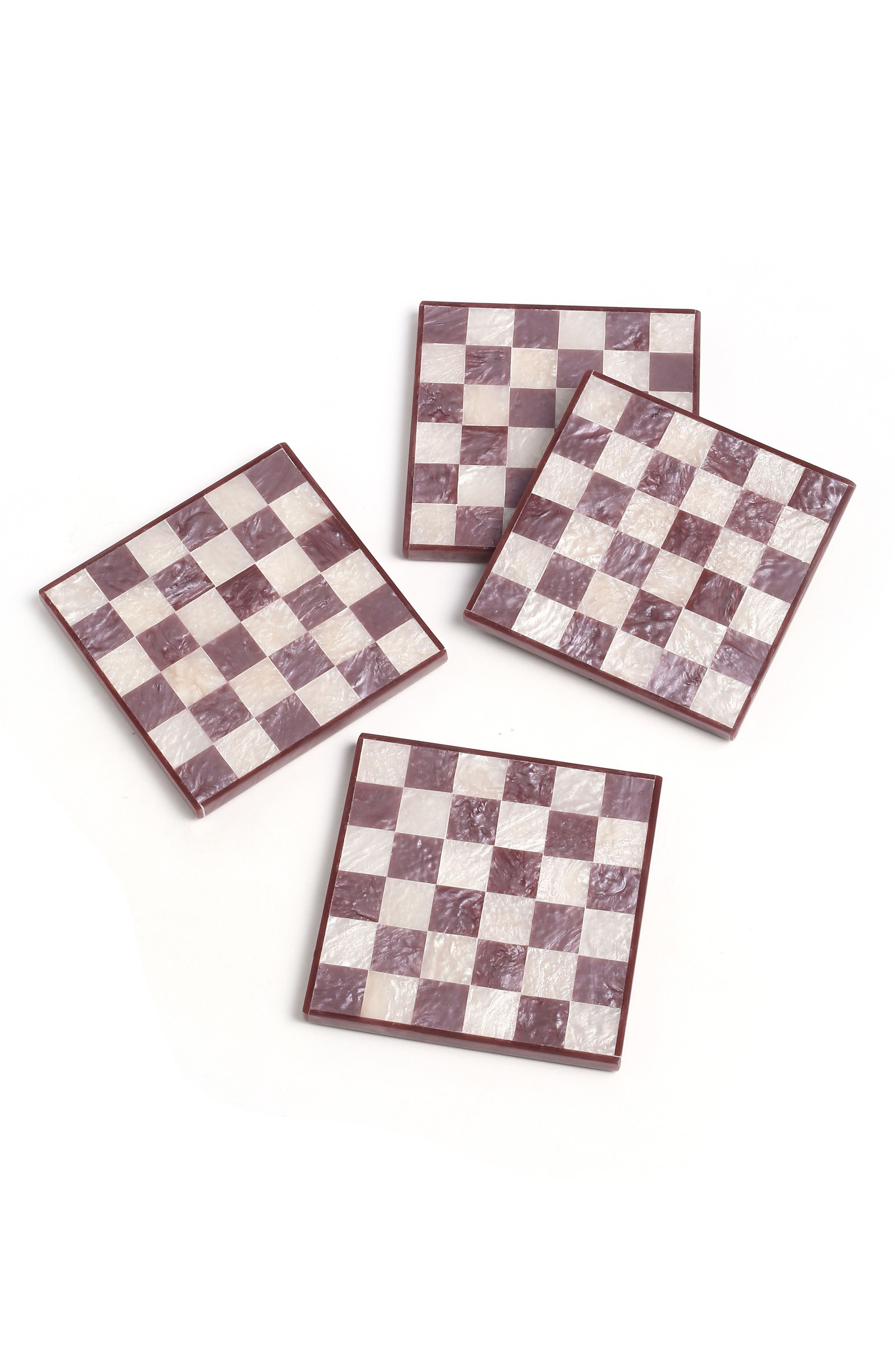 Tiramisu Set of 4 Checkered Resin Coasters