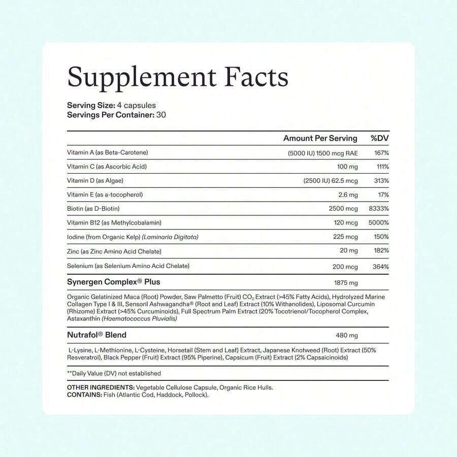 Nutrafol Women's Balance Hair Growth Supplements, Ages 45 and Up, Clinically Proven for Visibly Thicker Hair and Scalp Coverage in 3-6 Months, Dermatologist Recommended - 1 Month Supply Refill Pouch