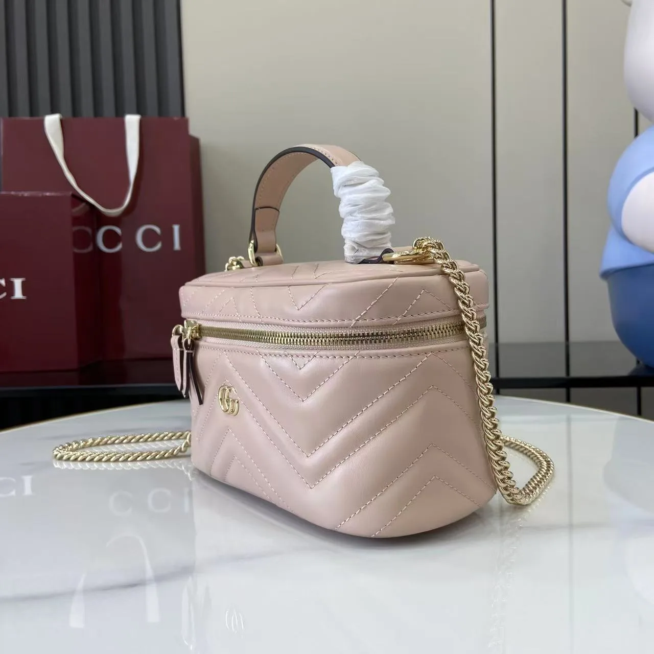 Gucci Marmont Pink GG Supreme Canvas Top Handle Bag product photo from LabelPicks