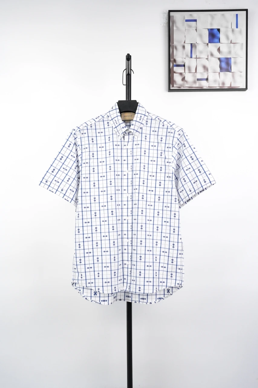 GUCCI White Blue Horsebit Print Short-Sleeve Shirt product photo from LabelPicks