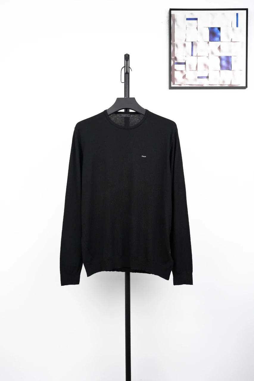 Prada Black Small Logo Wool-Blend Crewneck Sweater product photo from LabelPicks