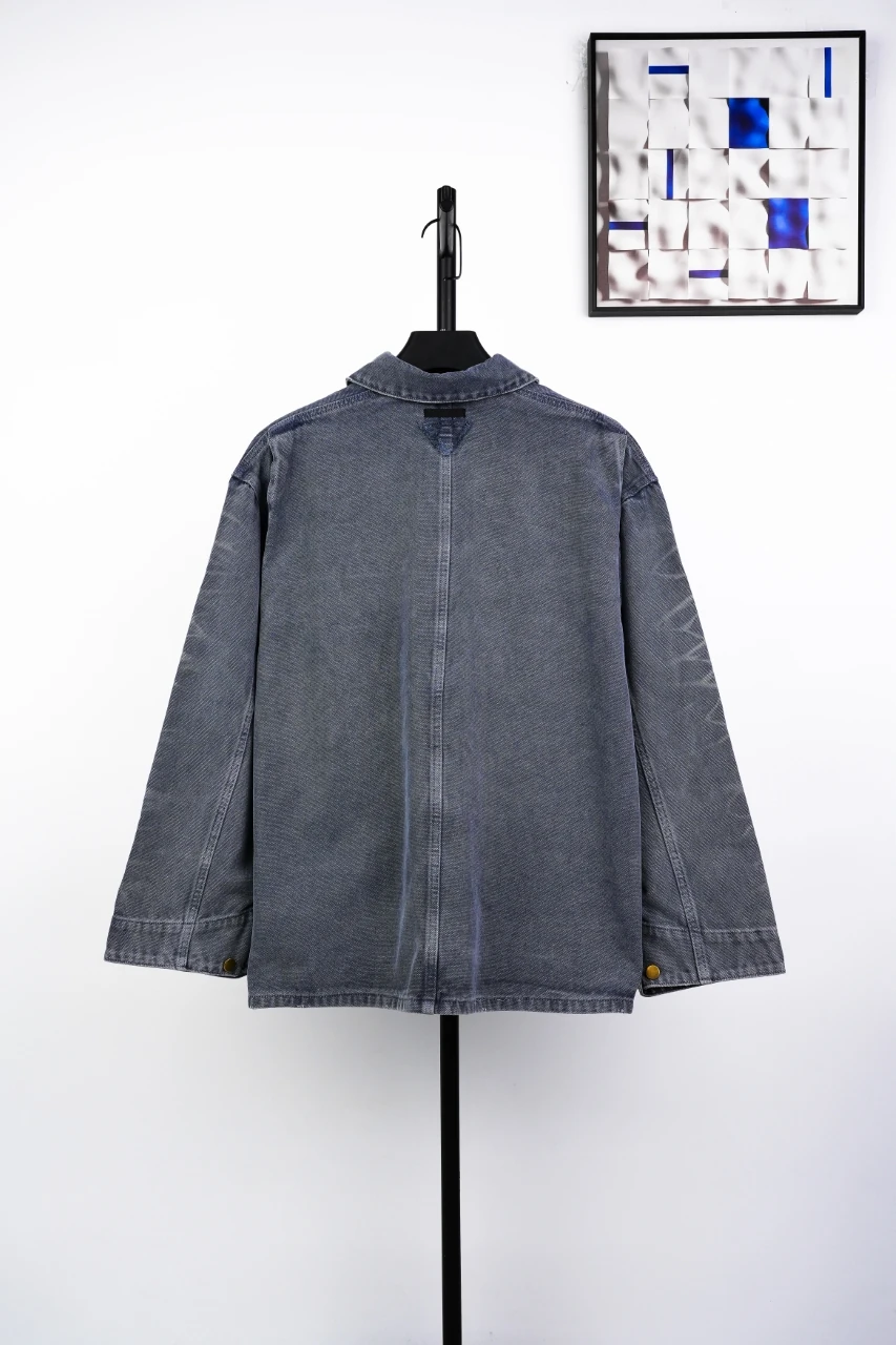 Prada Ice Blue Distressed Four-Pocket Denim Jacket product photo from LabelPicks