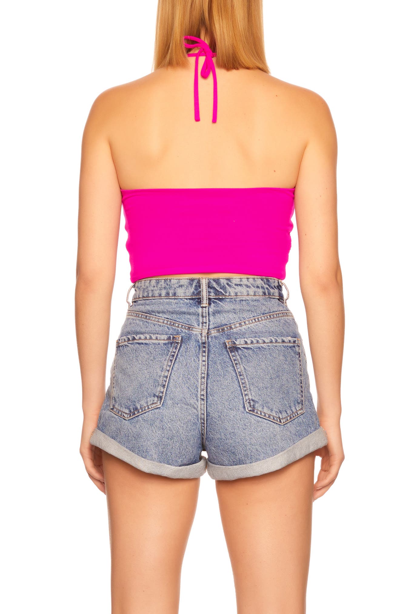 Susana Monaco Ruched Crop Halter Top