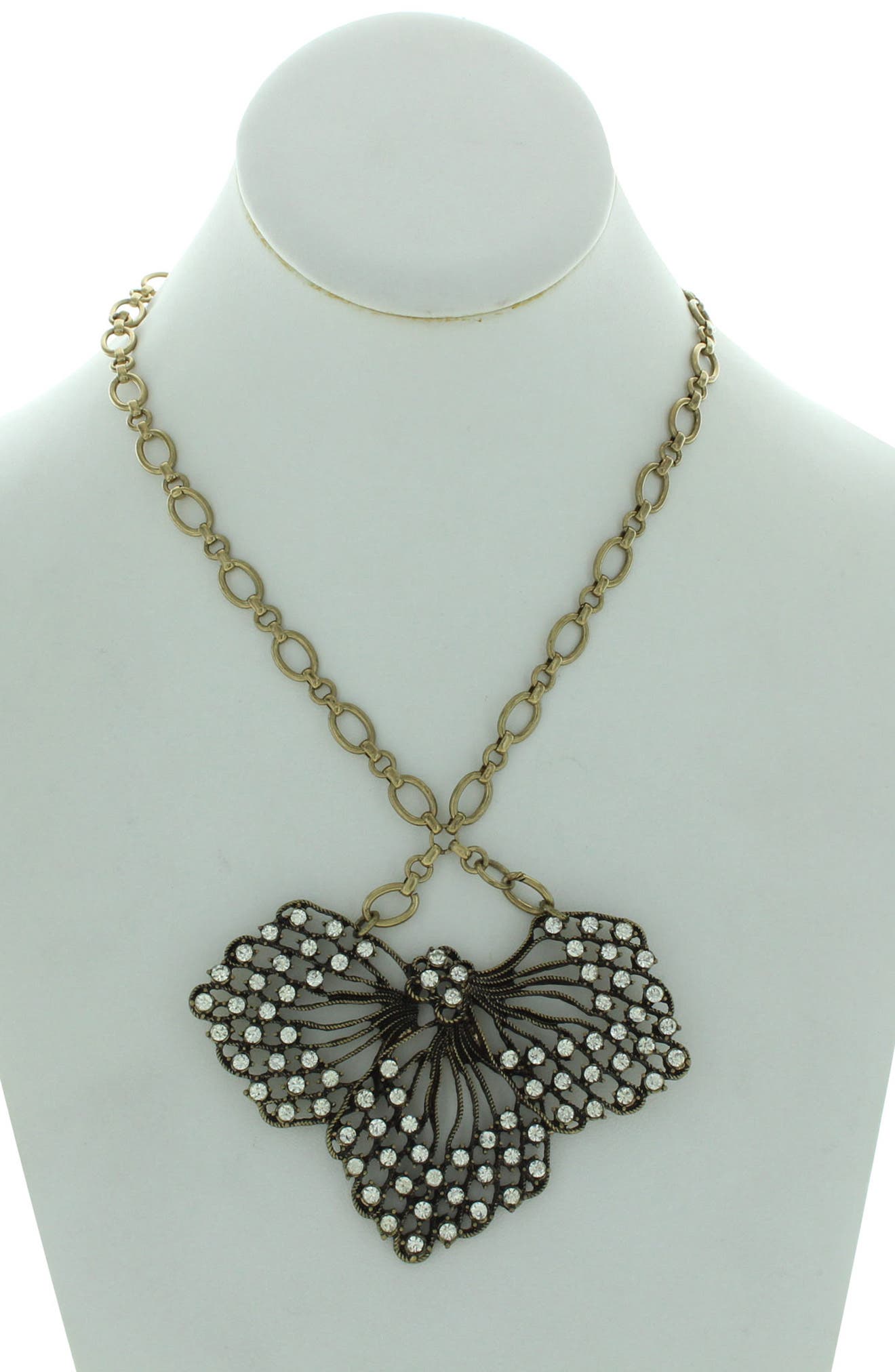 OLIVIA WELLES Antiqued Flower Petal Statement Necklace