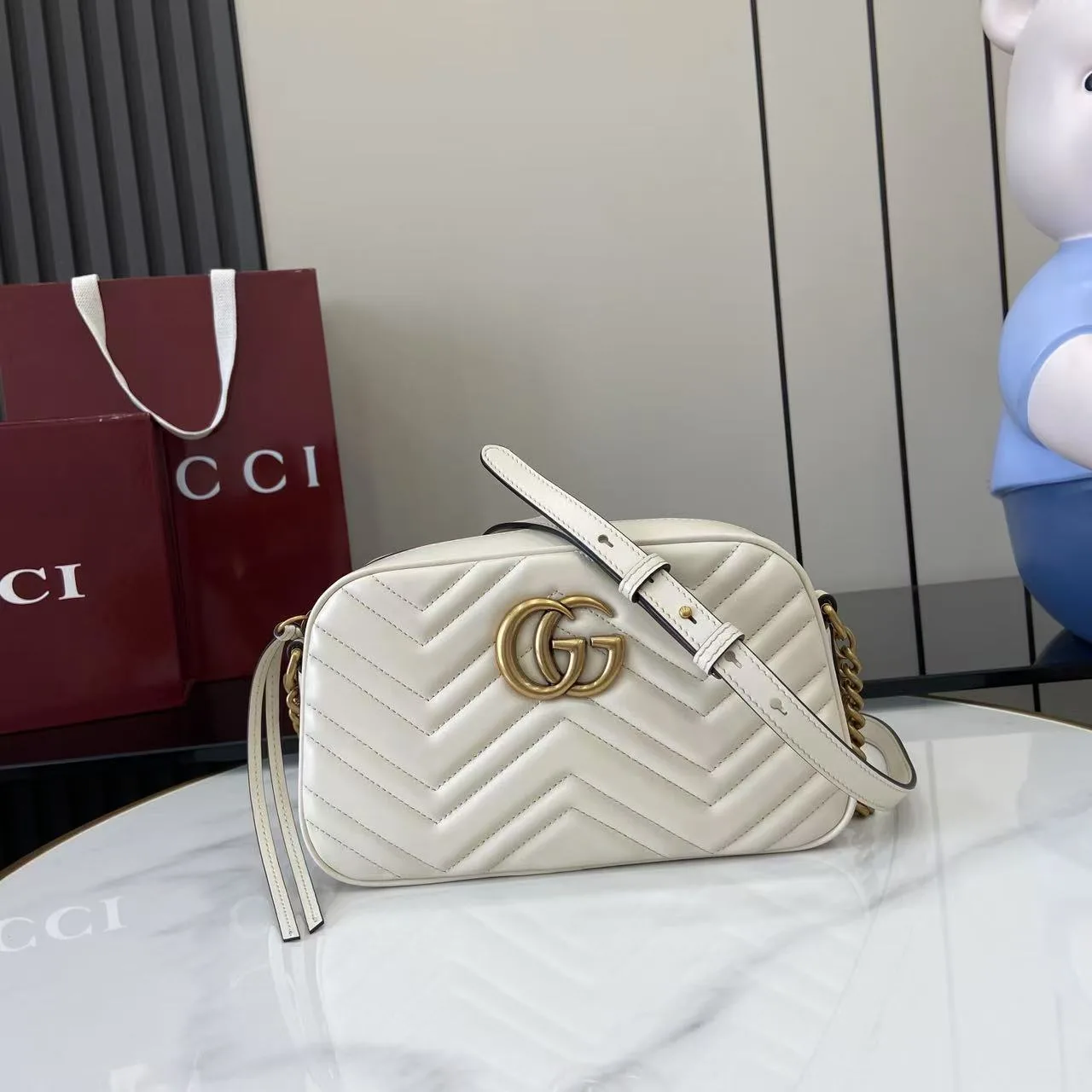 Gucci White Marmont GG Supreme Canvas Crossbody Bag product photo from LabelPicks