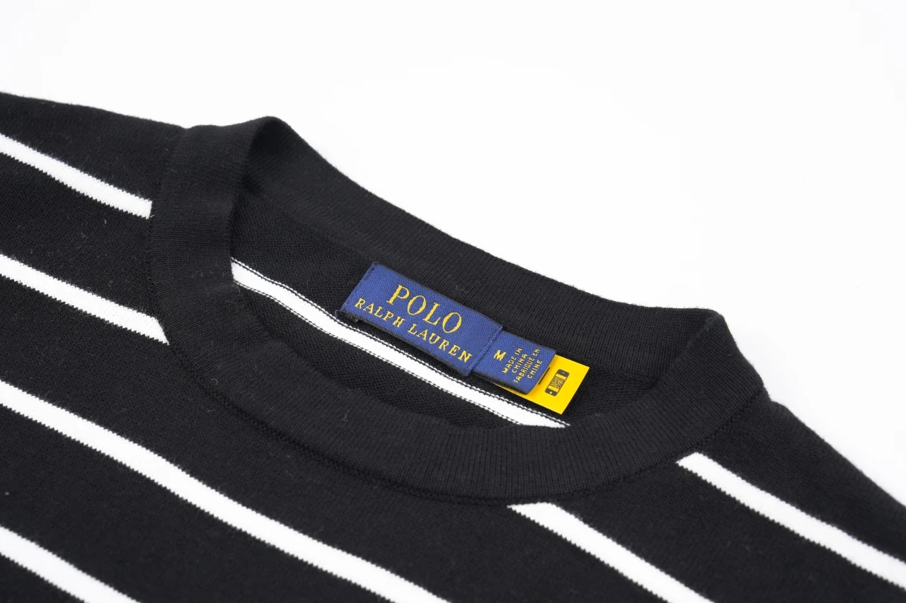 Ralph Lauren Black Stripe Pony Embroidered Knit T-Shirt product photo from LabelPicks