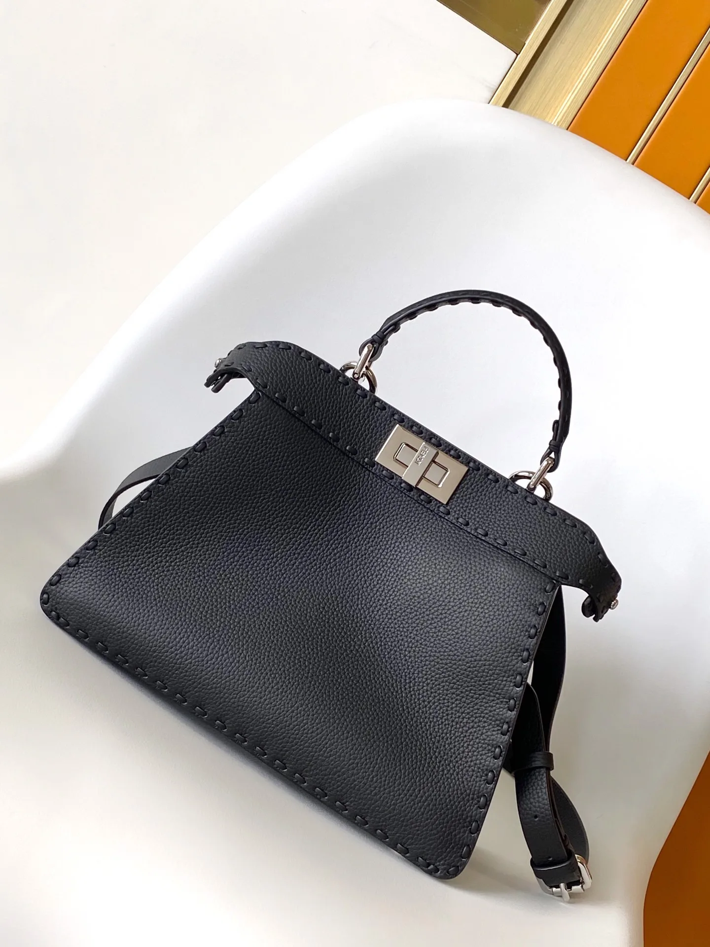 Fendi Black Peekaboo Calfskin Top Handle Bag product photo from LabelPicks